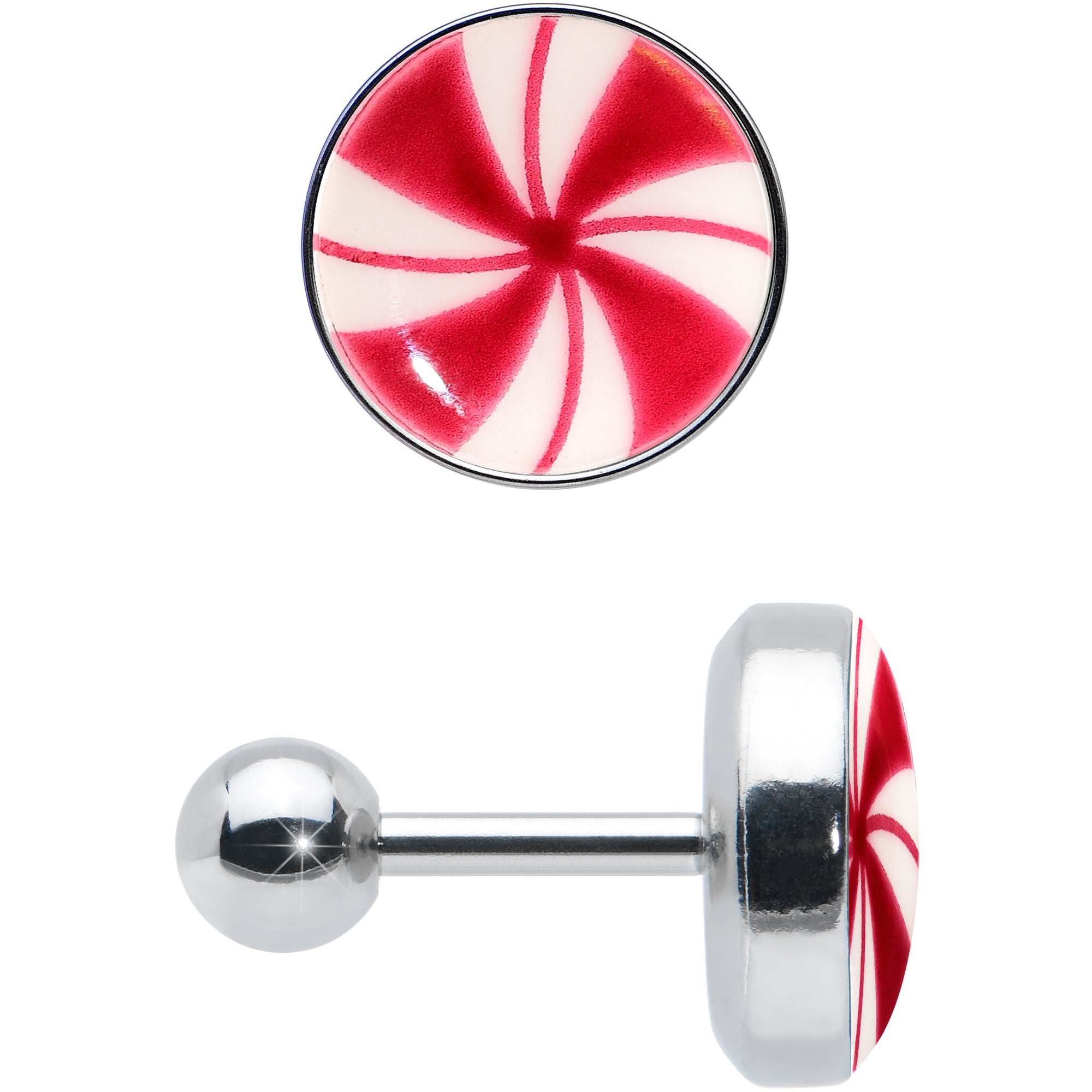 16G Glow in the Dark Holiday Peppermint Candy Tragus Cartilage Earring by Onyx O