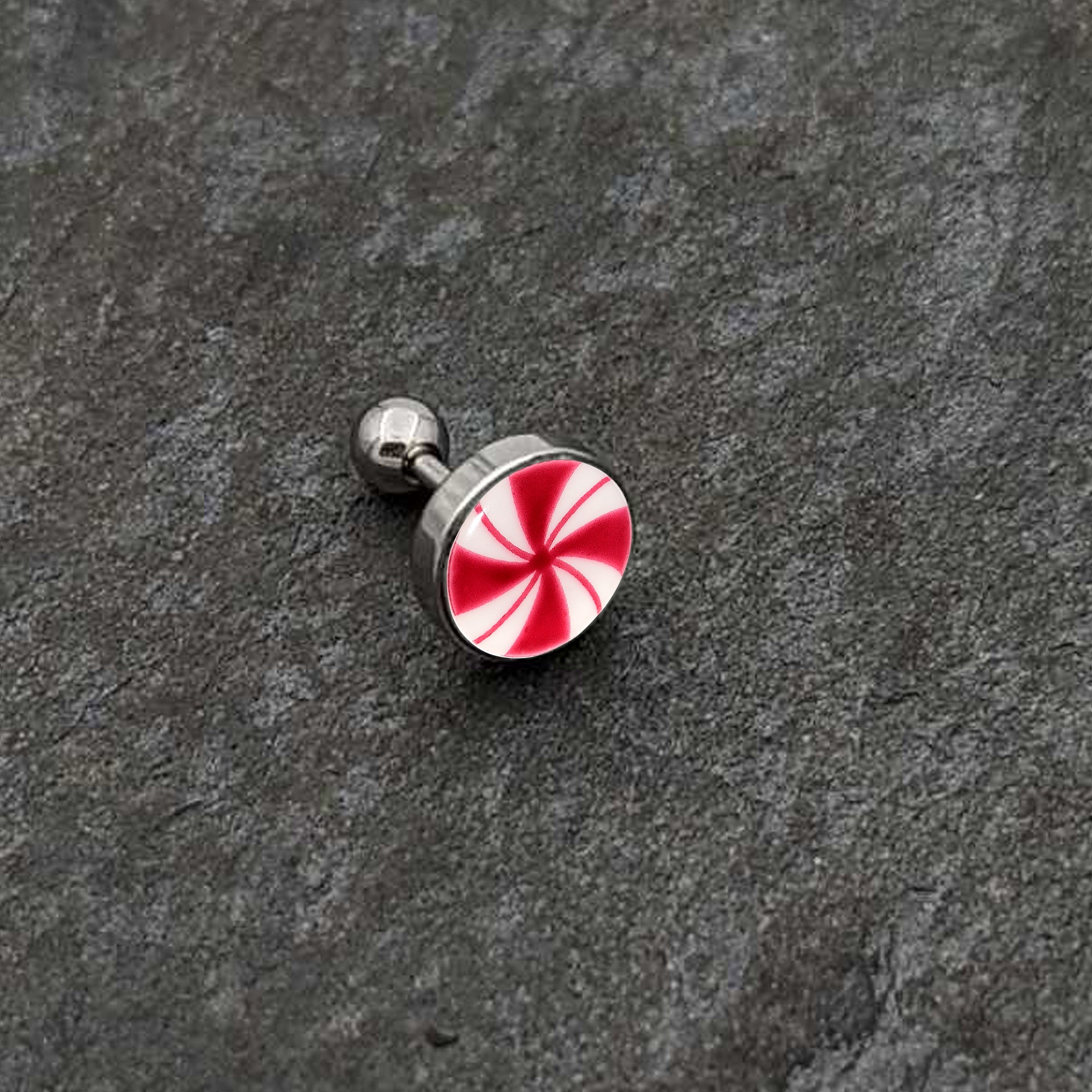 16G Glow in the Dark Holiday Peppermint Candy Tragus Cartilage Earring by Onyx O