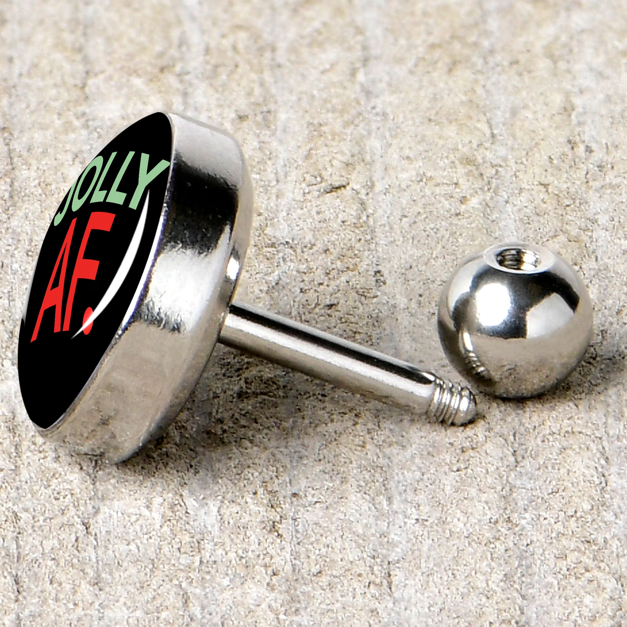 16G 1/4 Jolly AF Festive Holiday Tragus Cartilage Earring by Onyx O