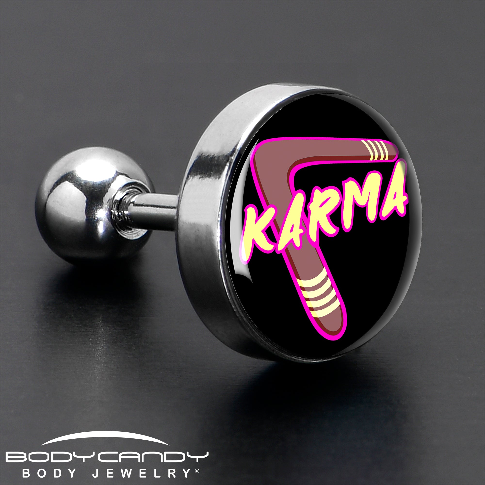 16G 1/4 Karmic Boomerang Tragus Cartilage Earring by Onyx O