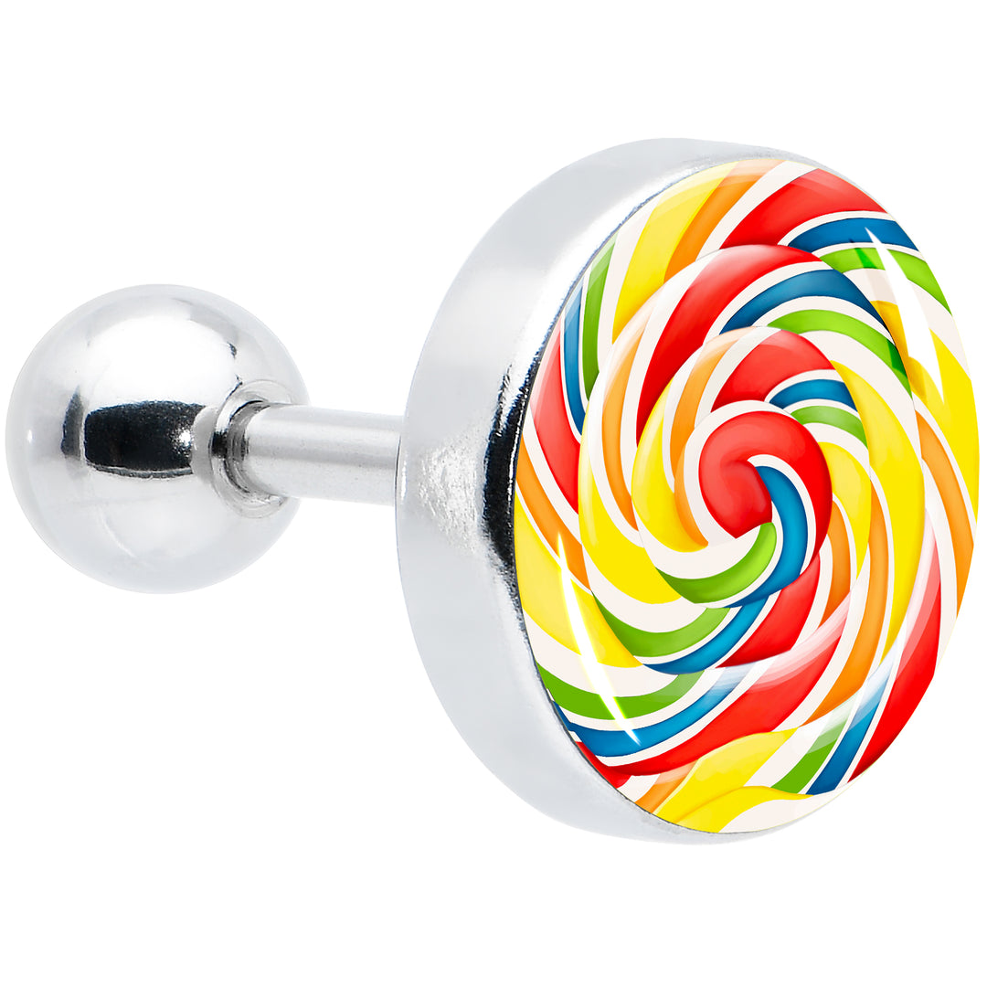 16G 1/4 Rainbow Swirl Lollipop Cartilage Tragus Earring by Onyx O