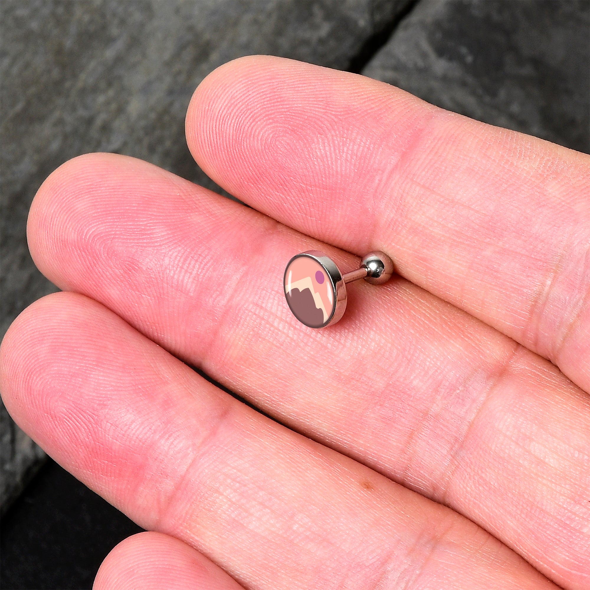 16G 1/4 Mountain Sunrise Tragus Cartilage Earring by Onyx O