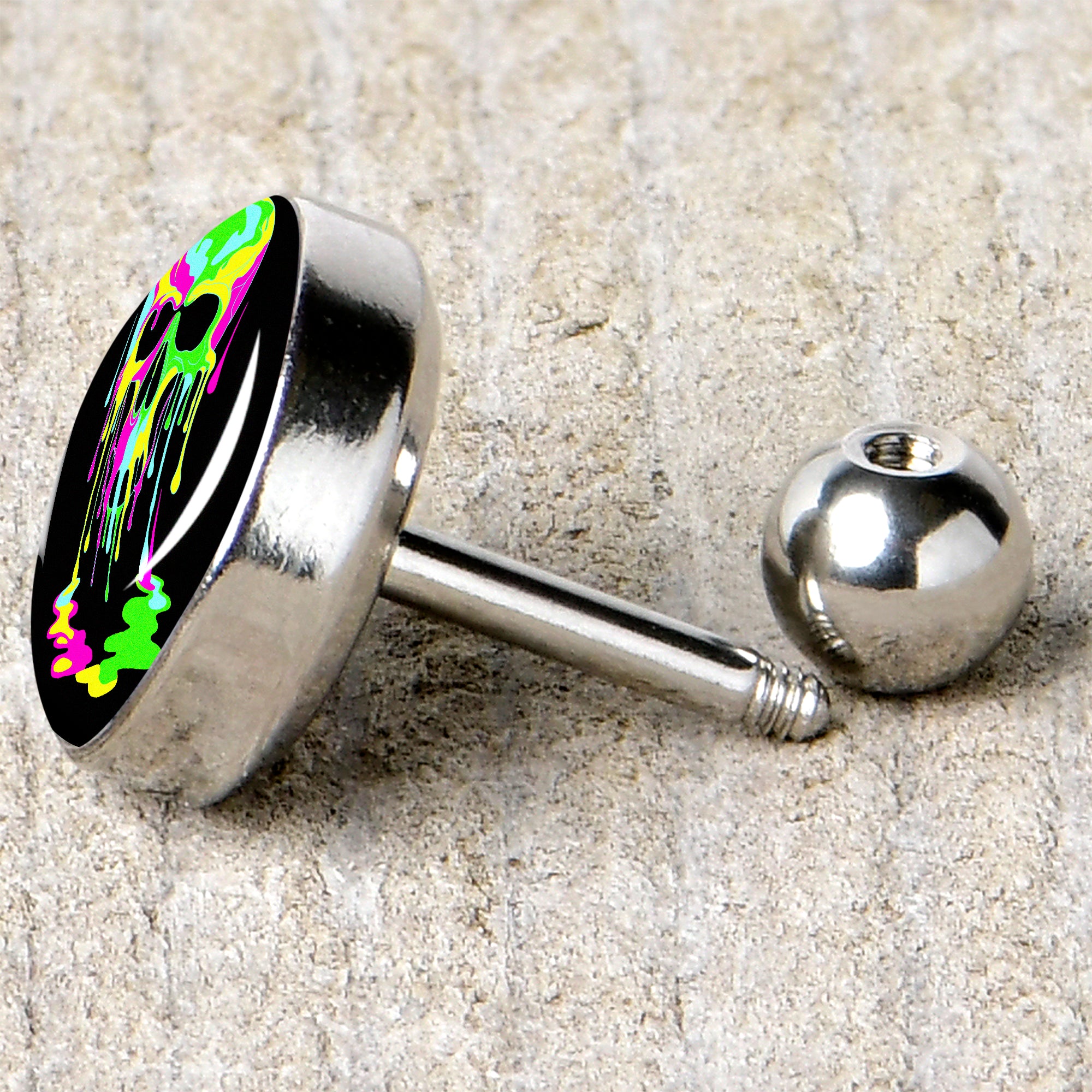 16G 1/4 Ultra Bright Melting Skull Tragus Cartilage Earring by Onyx O