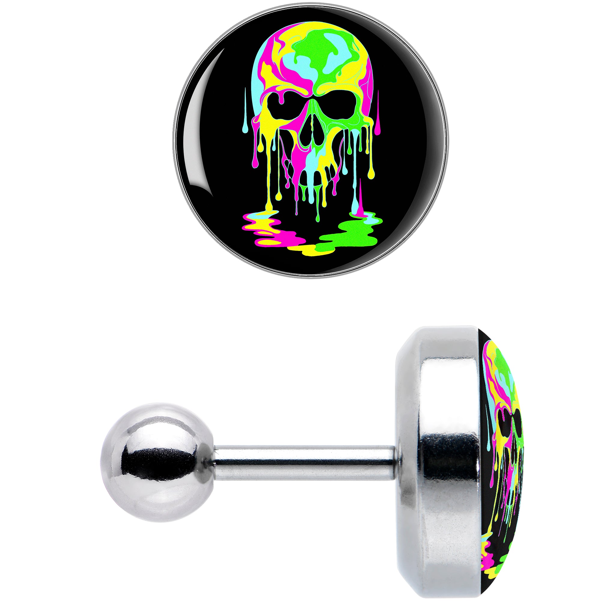16G 1/4 Ultra Bright Melting Skull Tragus Cartilage Earring by Onyx O
