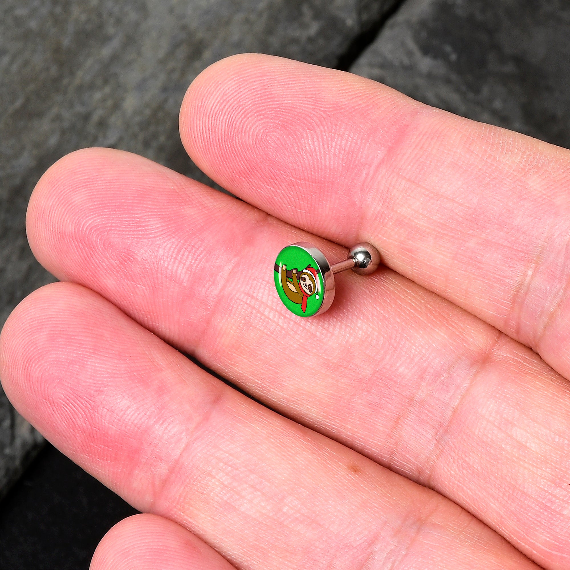 16G 1/4 Santa Sloth Tragus Cartilage Earring by Onyx O