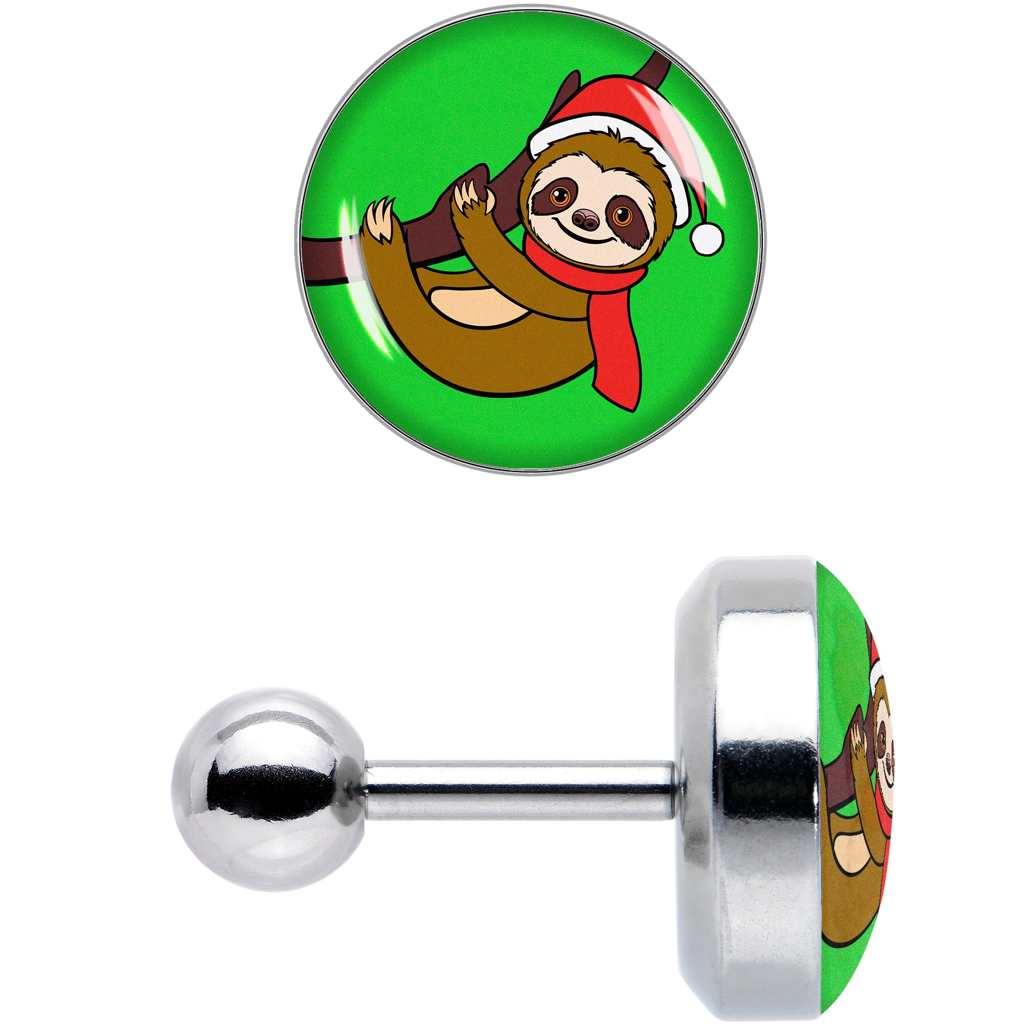 16G 1/4 Santa Sloth Tragus Cartilage Earring by Onyx O