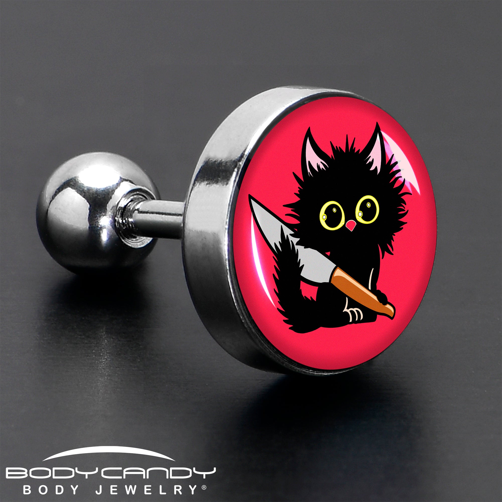 16G 1/4 Stabby Cat Tragus Cartilage Earring by Onyx O