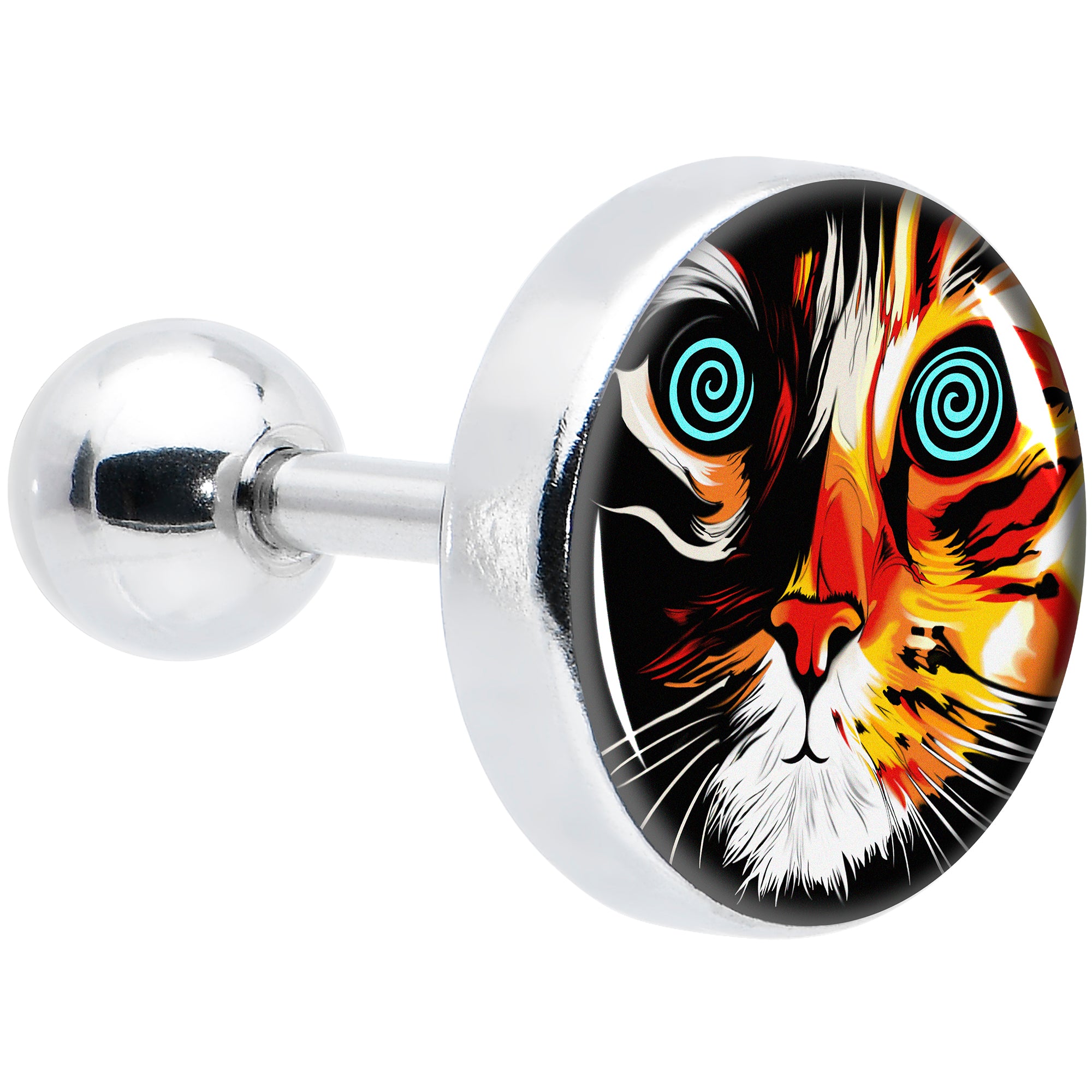 16G 1/4 Colorful Trippy Cat Cartilage Tragus Earring by Onyx O