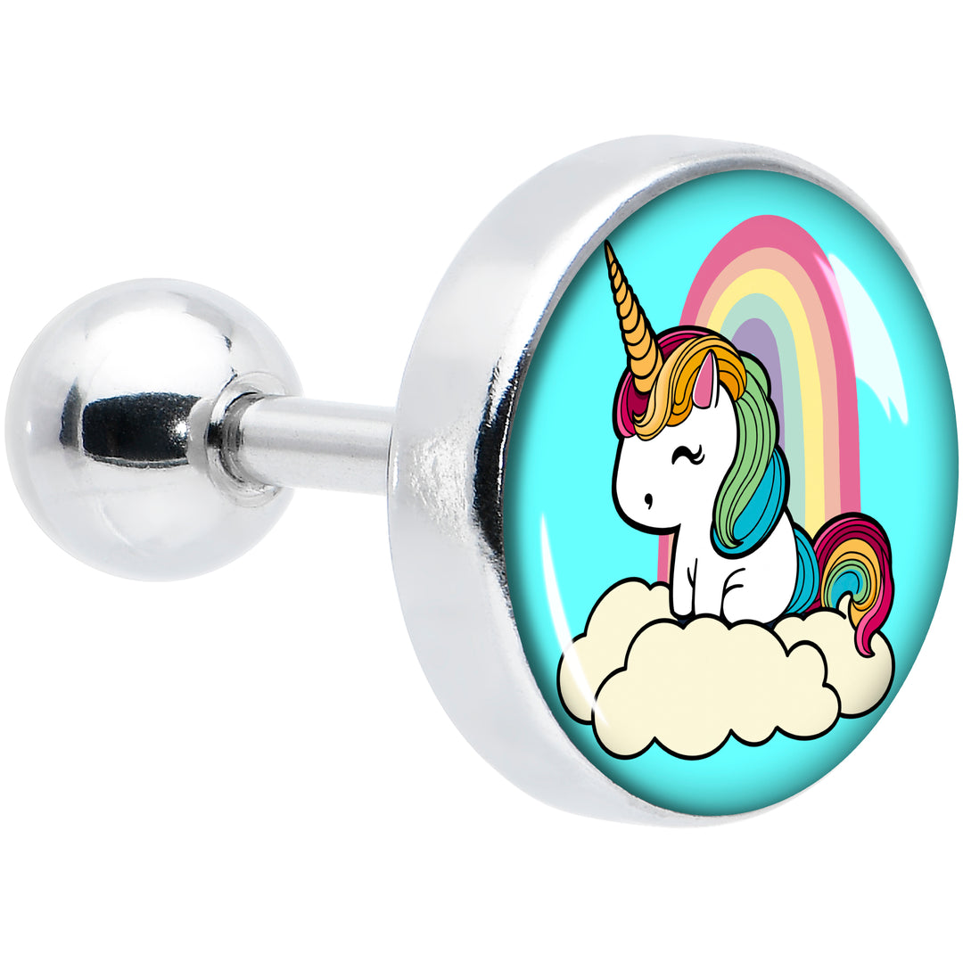 16G 1/4 Rainbow Unicorn Cartilage Tragus Earring by Onyx O