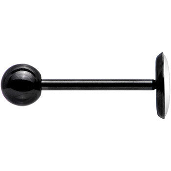Power Button Glow in the Dark Black Anodized Barbell Tongue Ring