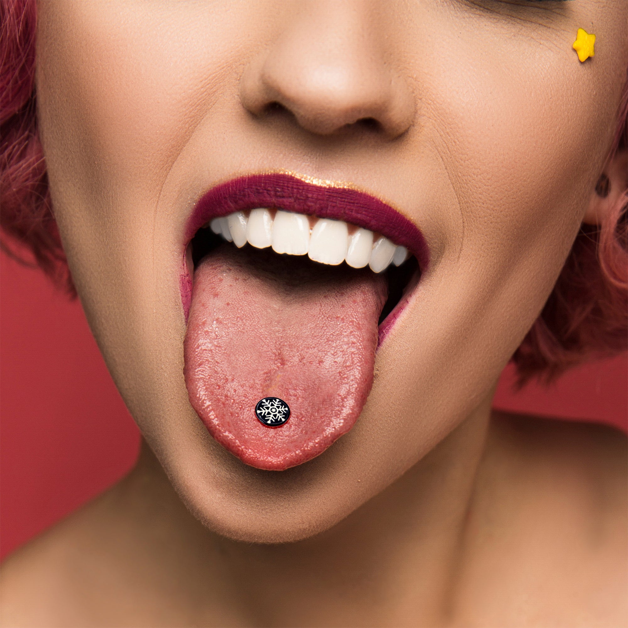 Black Glow in the Dark Holiday Snowflake Tongue Ring by Onyx O