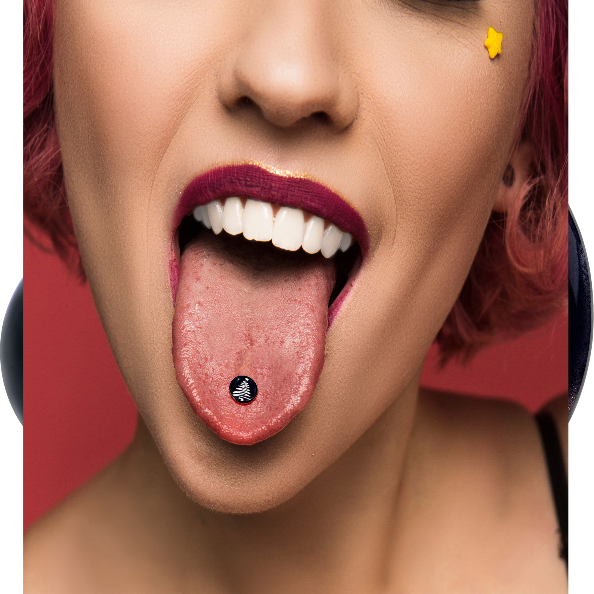 Black Glow in the Dark Holiday Christmas Tree Tongue Ring by Onyx O