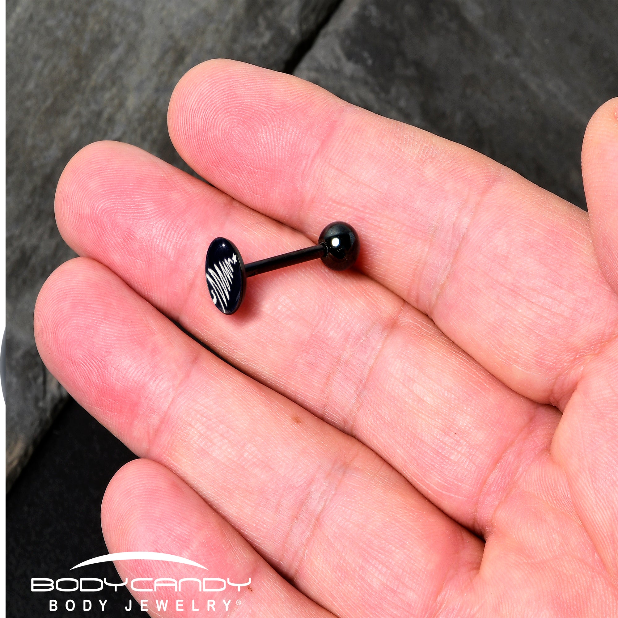 Black Glow in the Dark Holiday Christmas Tree Tongue Ring by Onyx O