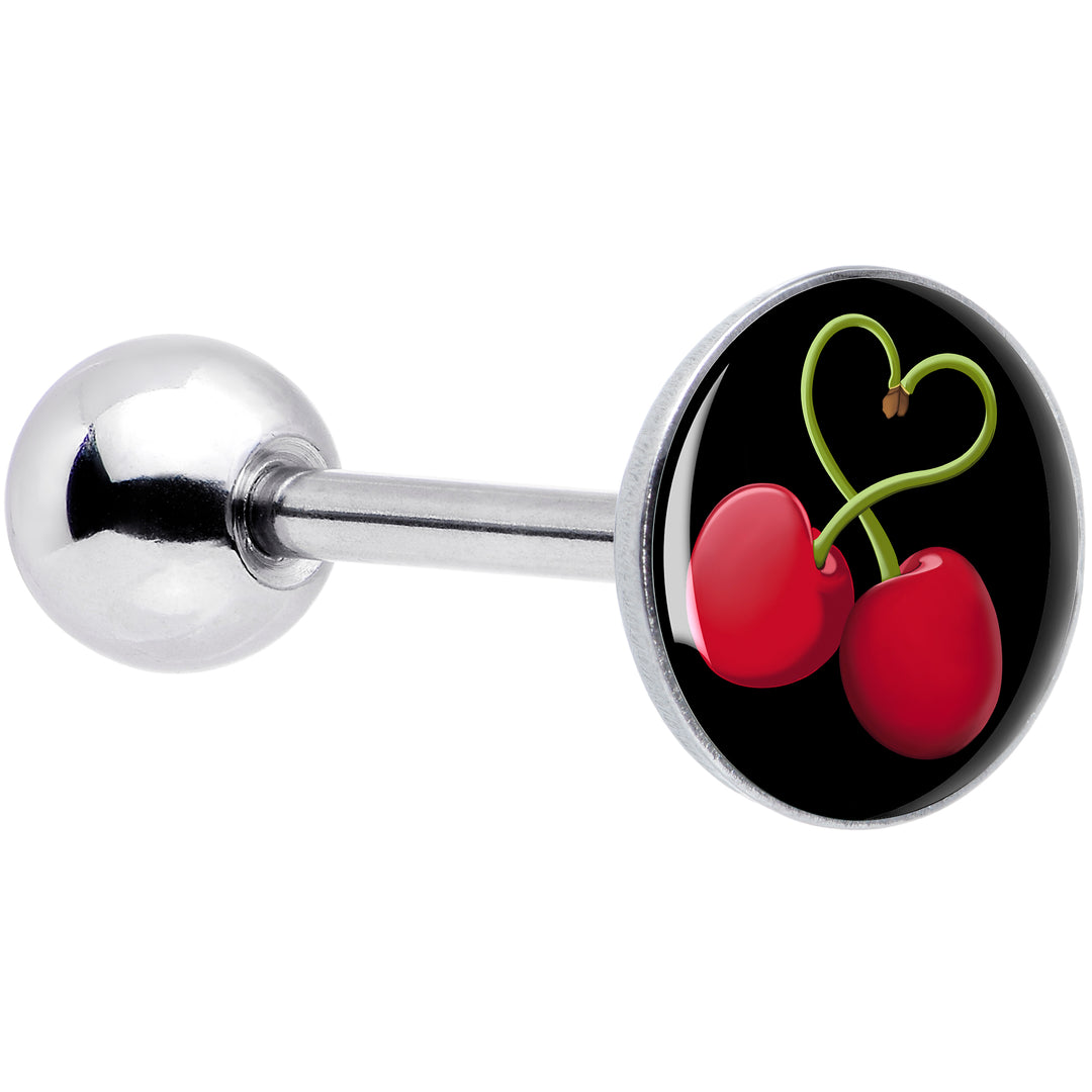 Cherry Heart Barbell Tongue Ring by Onyx O