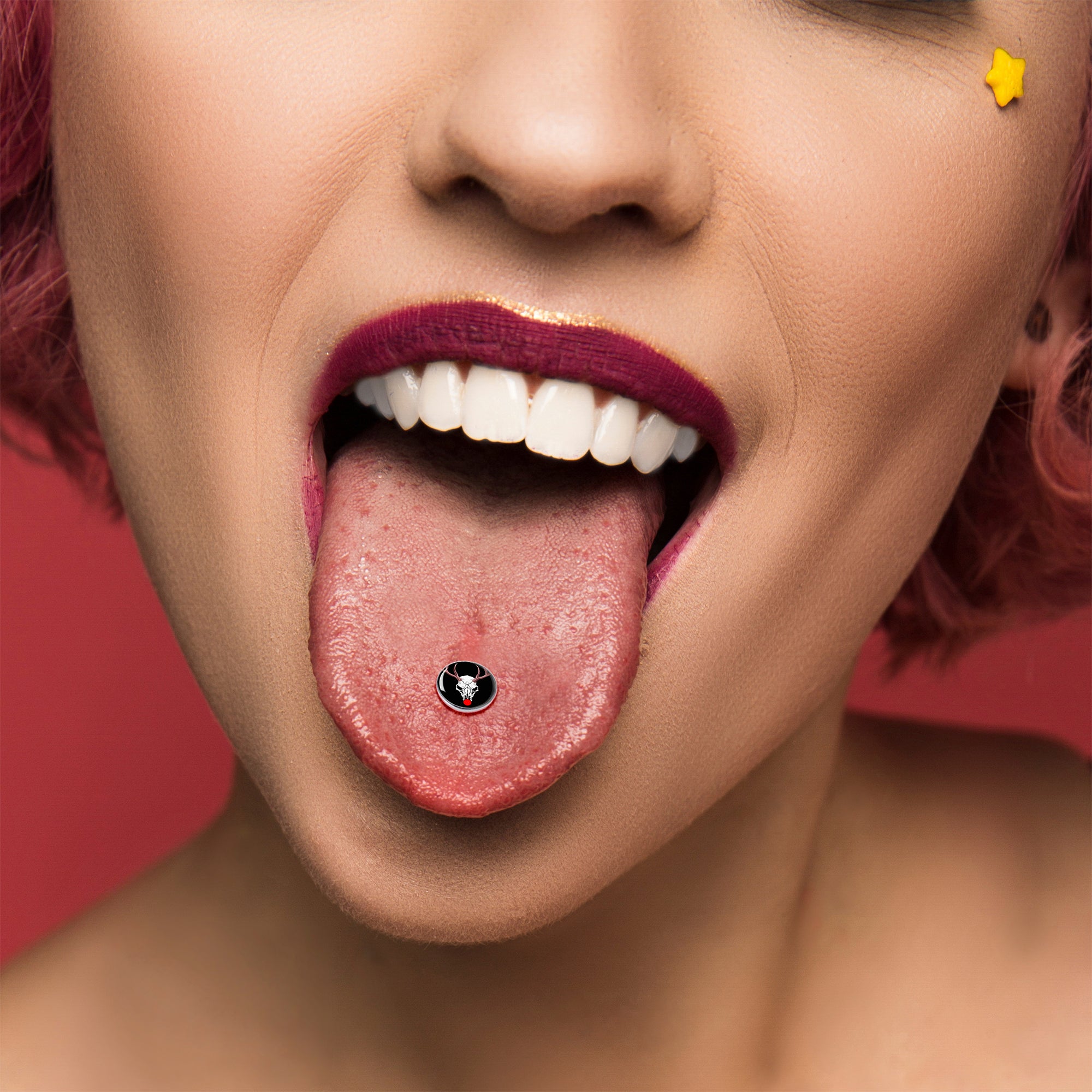 Holiday Dead Nosed Reindeer Barbell Tongue Ring by Onyx O