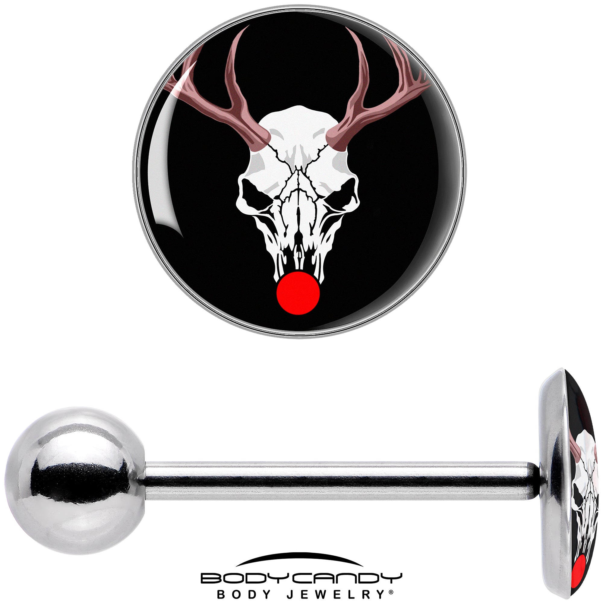 Holiday Dead Nosed Reindeer Barbell Tongue Ring by Onyx O