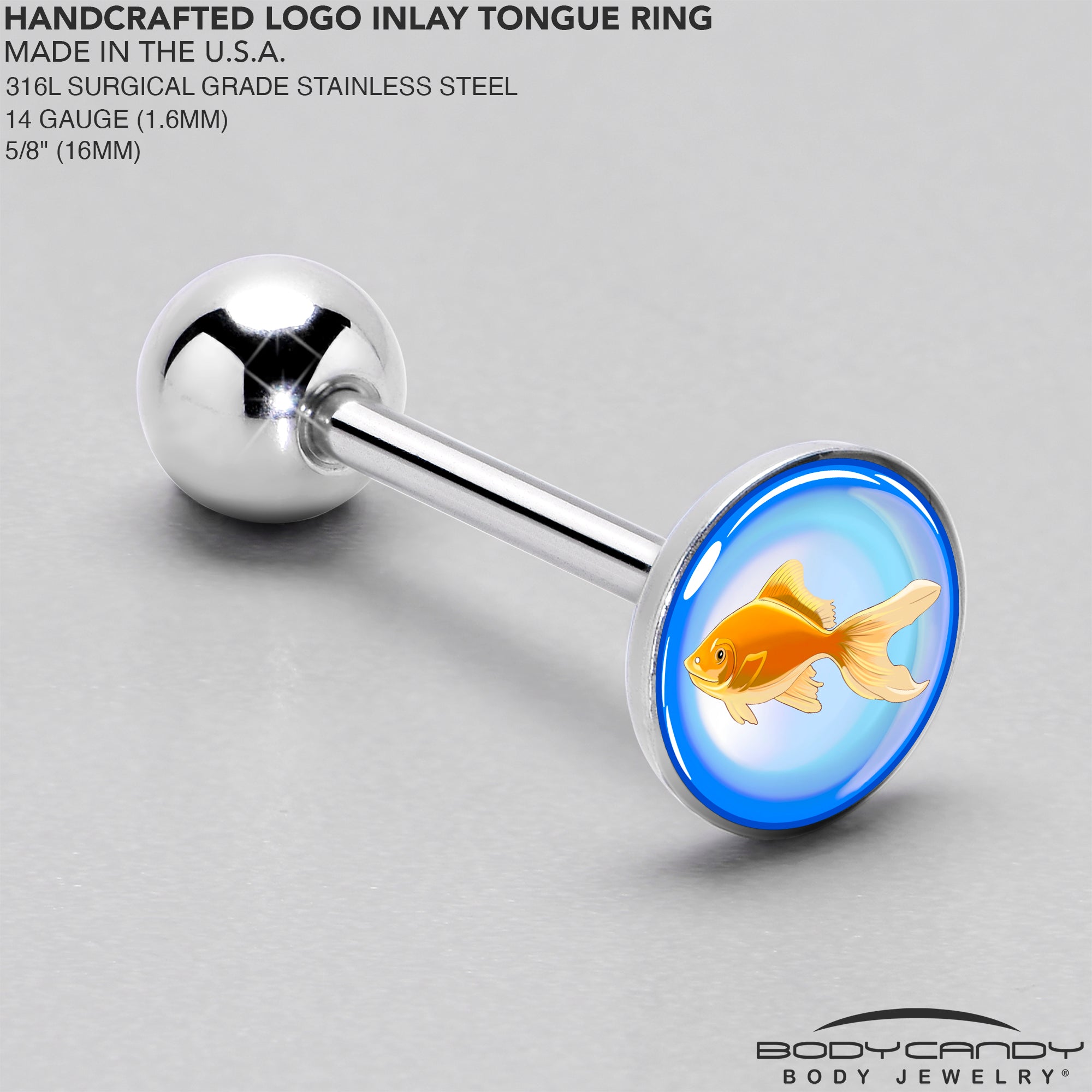 Gold Fish Barbell Tongue Ring by Onyx O