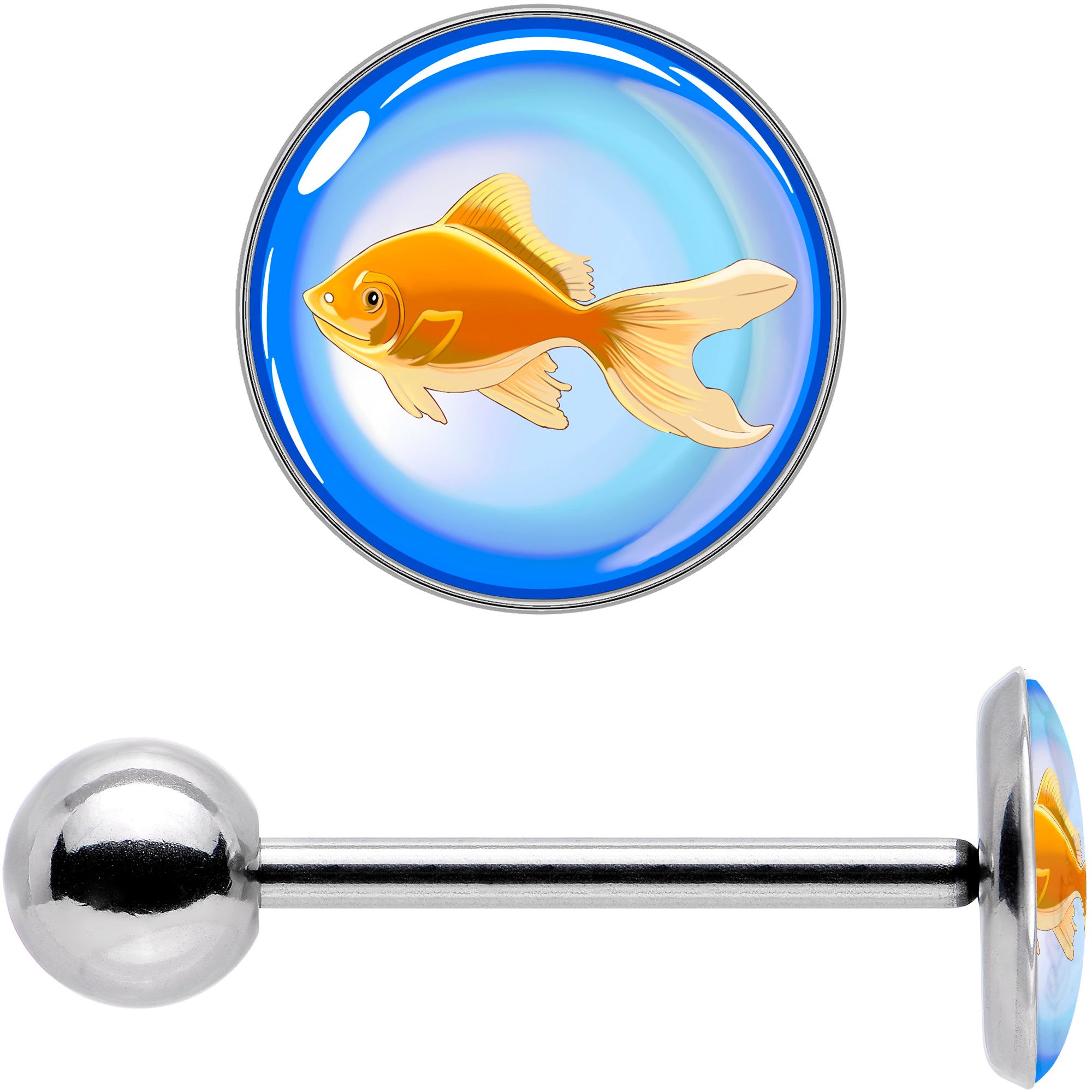 Gold Fish Barbell Tongue Ring by Onyx O