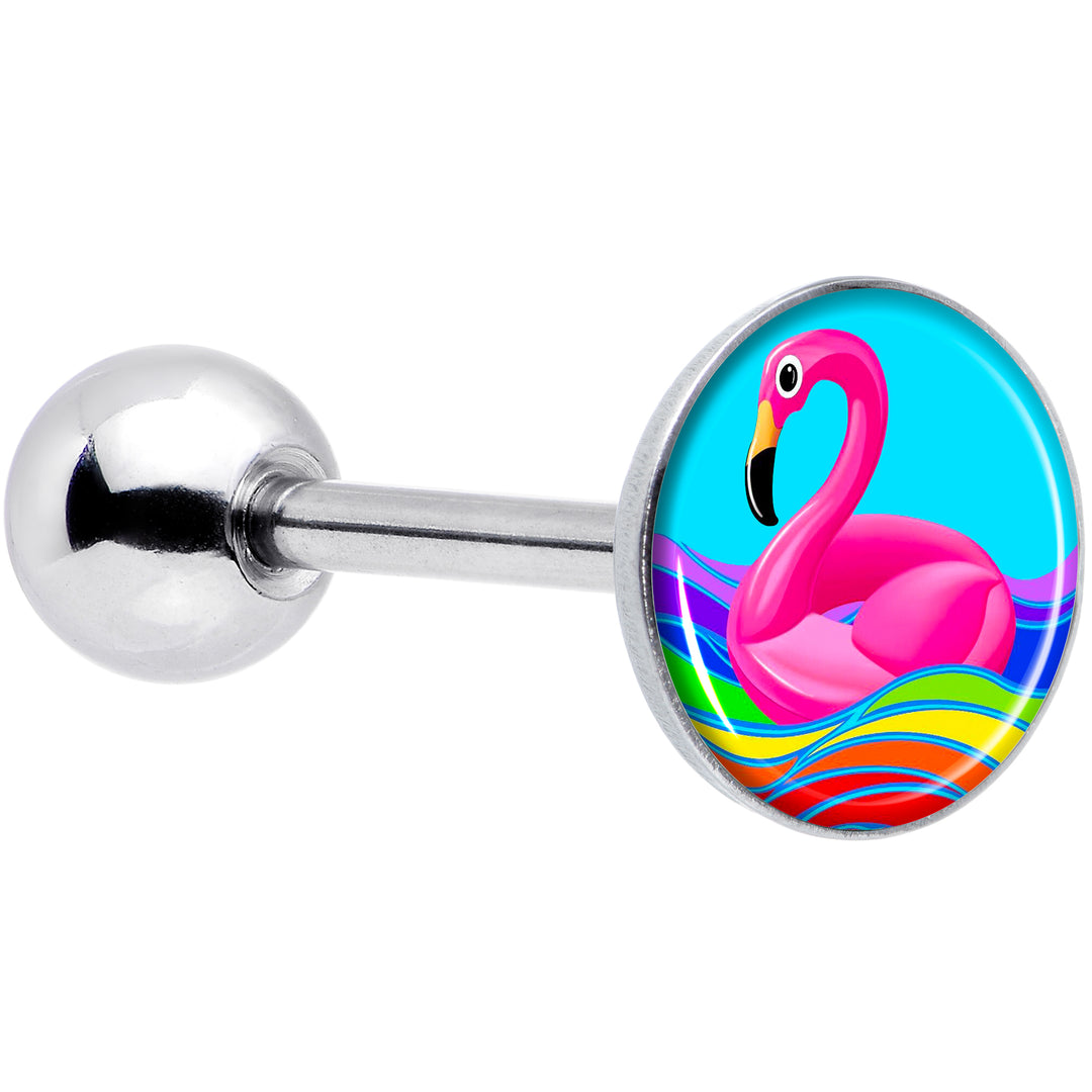 Rainbow Sea Floating Flamingo Barbell Tongue Ring by Onyx O