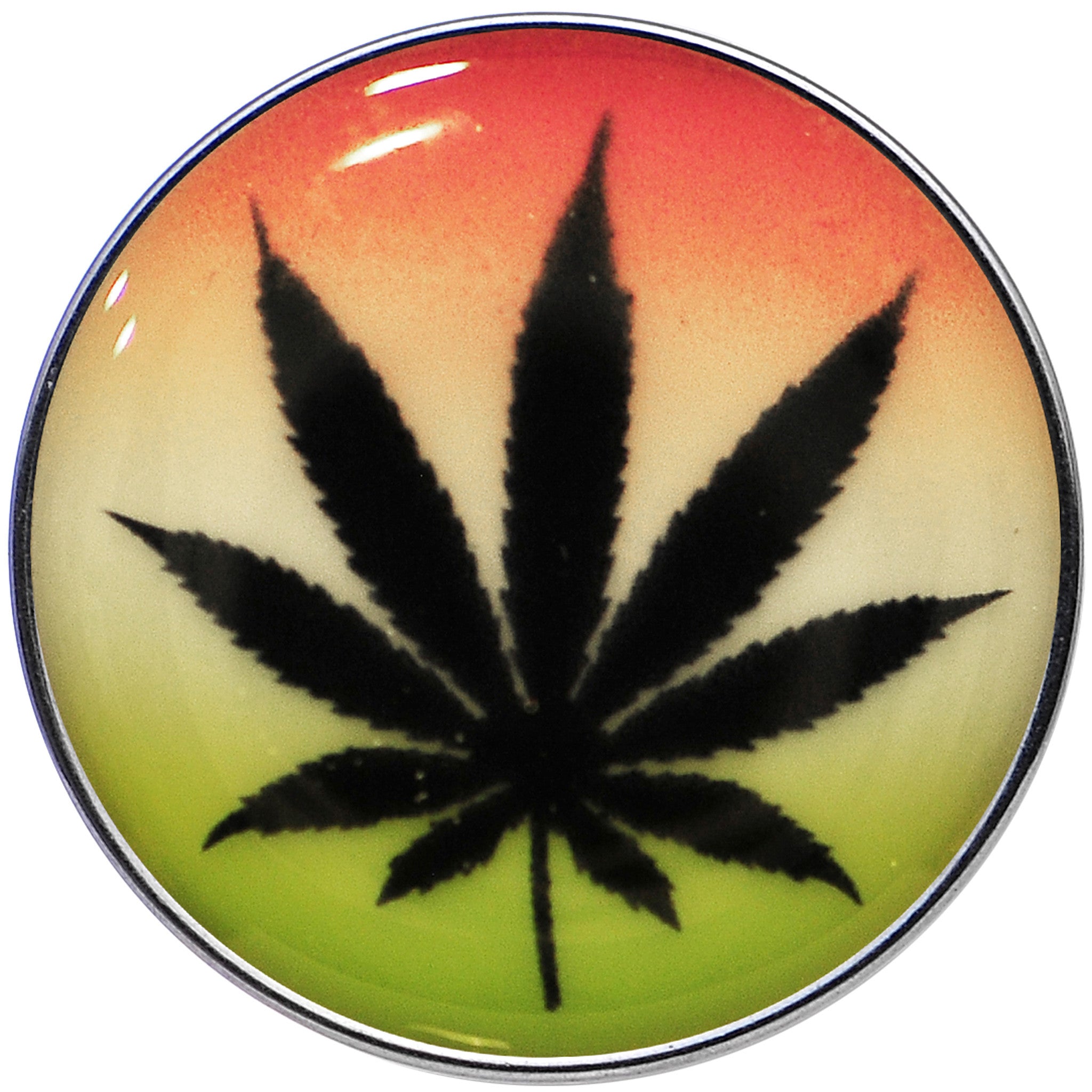 Ganja Leaf Glow in the Dark Logo Stainless Steel Barbell Tongue Ring
