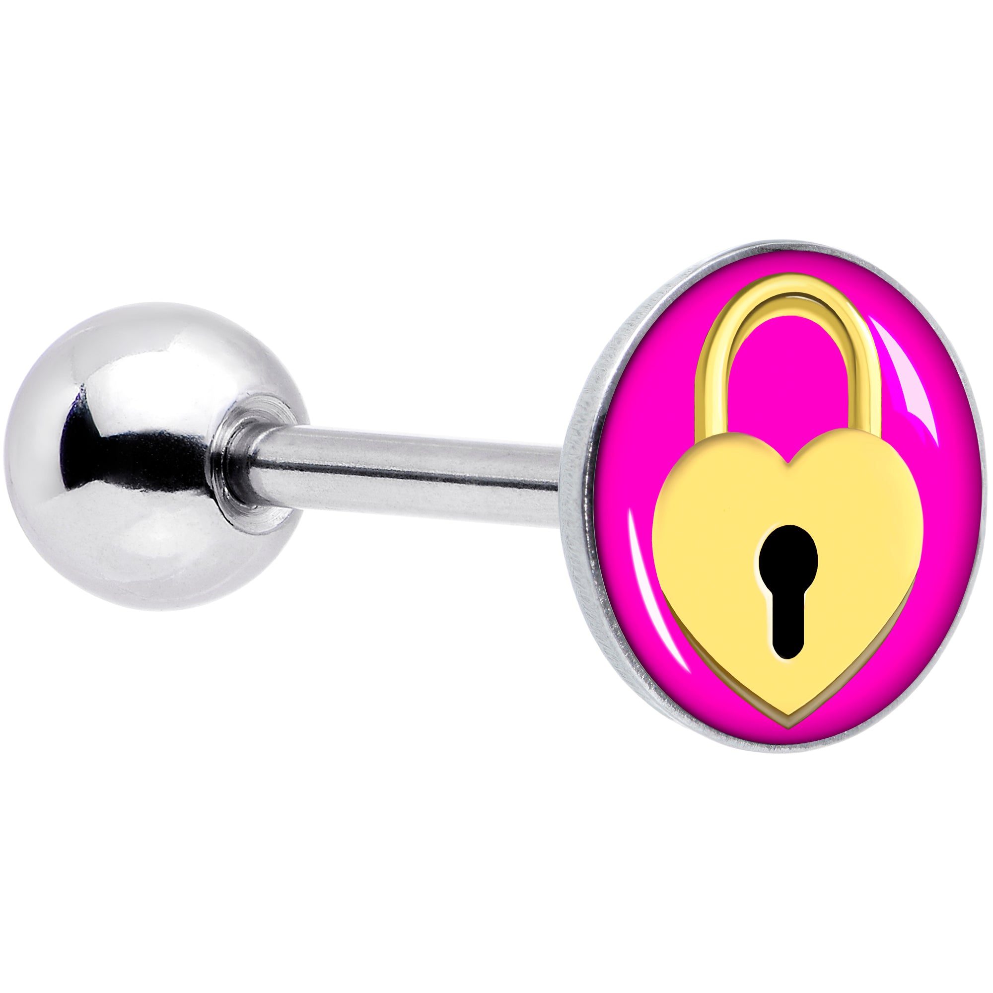Heart Lock Barbell Tongue Ring by Onyx O