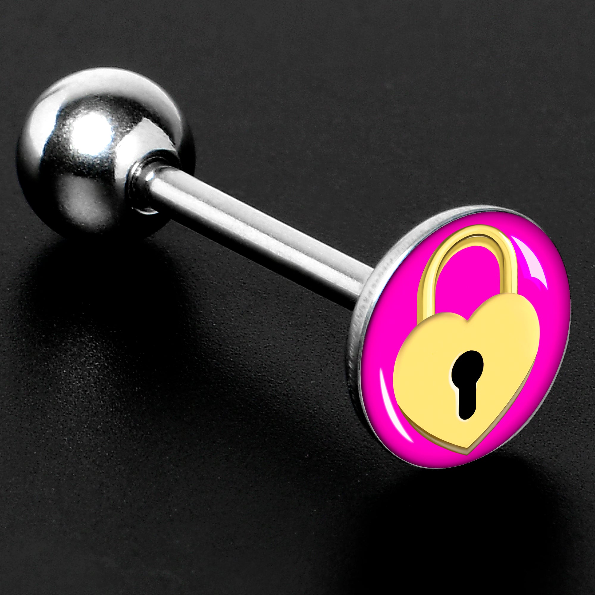Heart Lock Barbell Tongue Ring by Onyx O