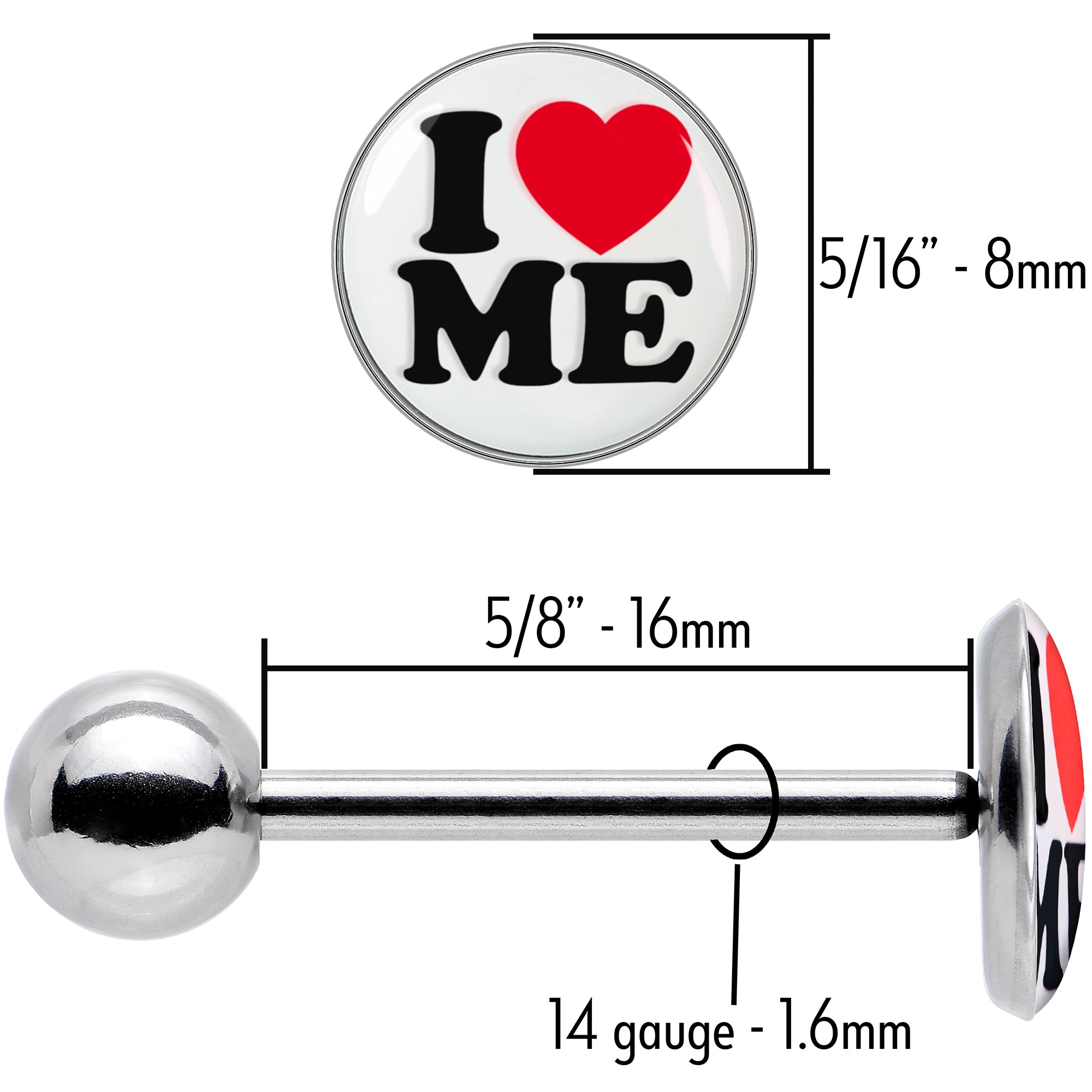 I Love Me Barbell Tongue Ring by Onyx O