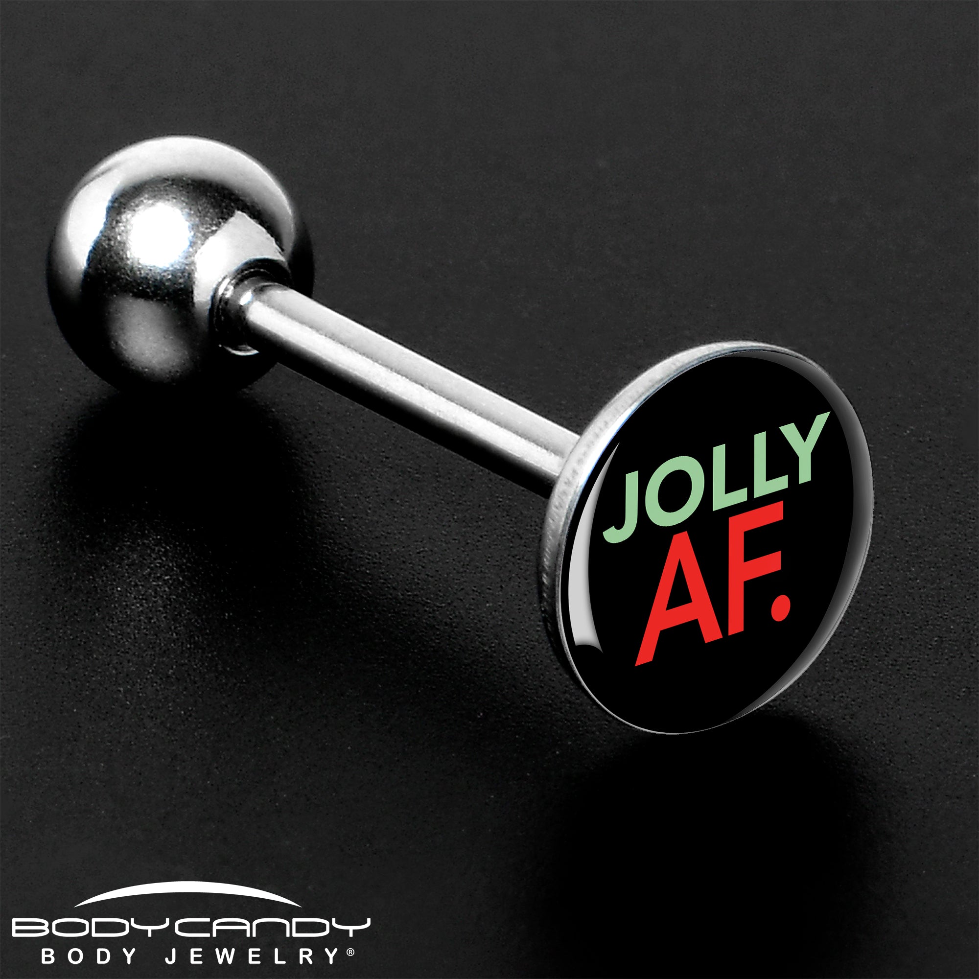 Jolly AF Festive Holiday Barbell Tongue Ring by Onyx O