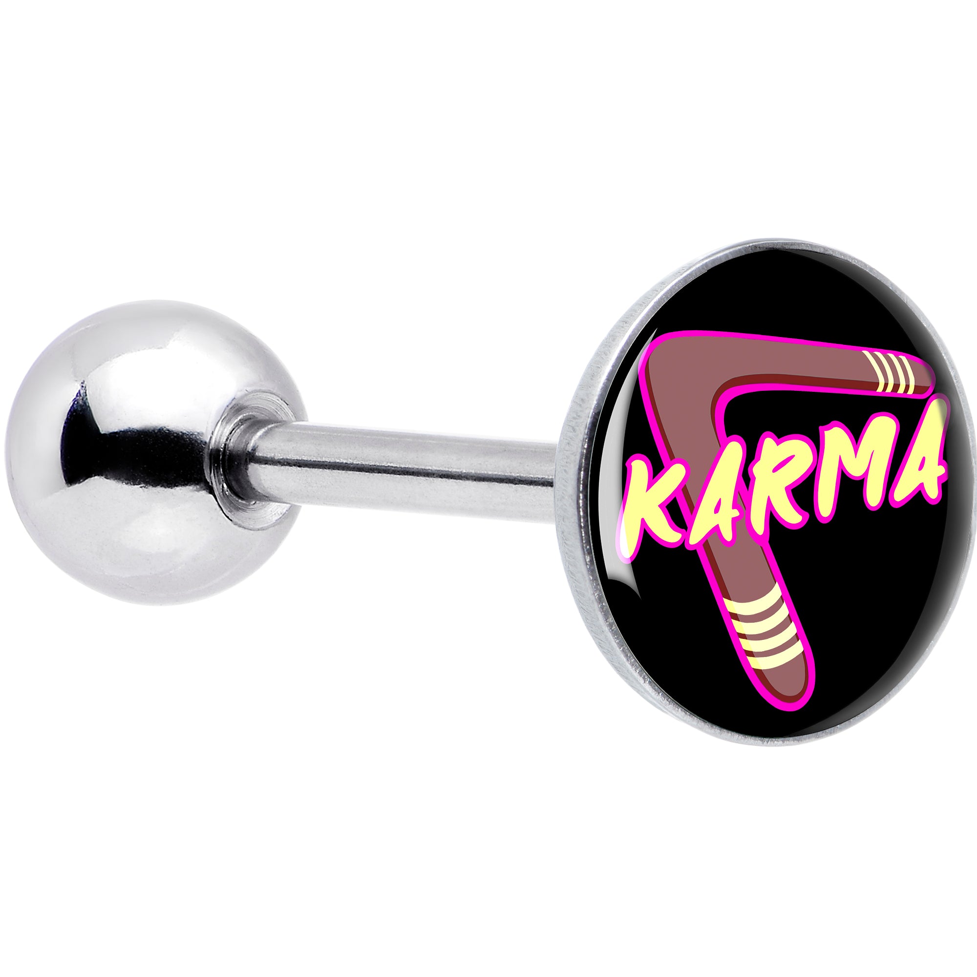 Karmic Boomerang Barbell Tongue Ring by Onyx O