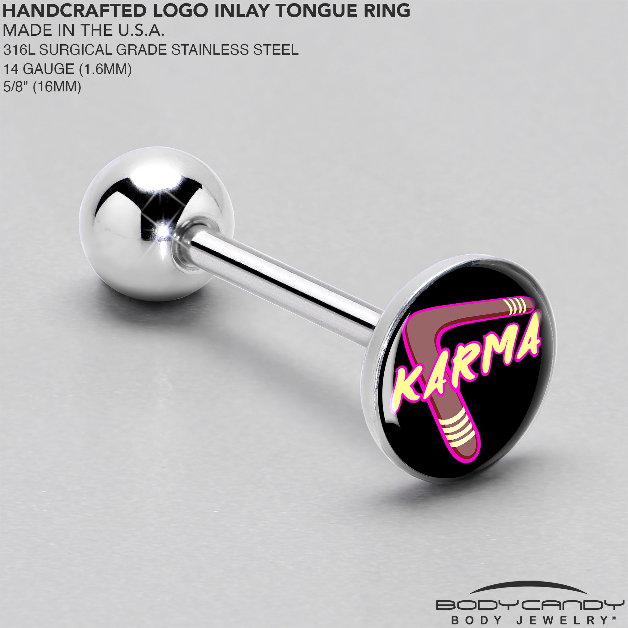 Karmic Boomerang Barbell Tongue Ring by Onyx O
