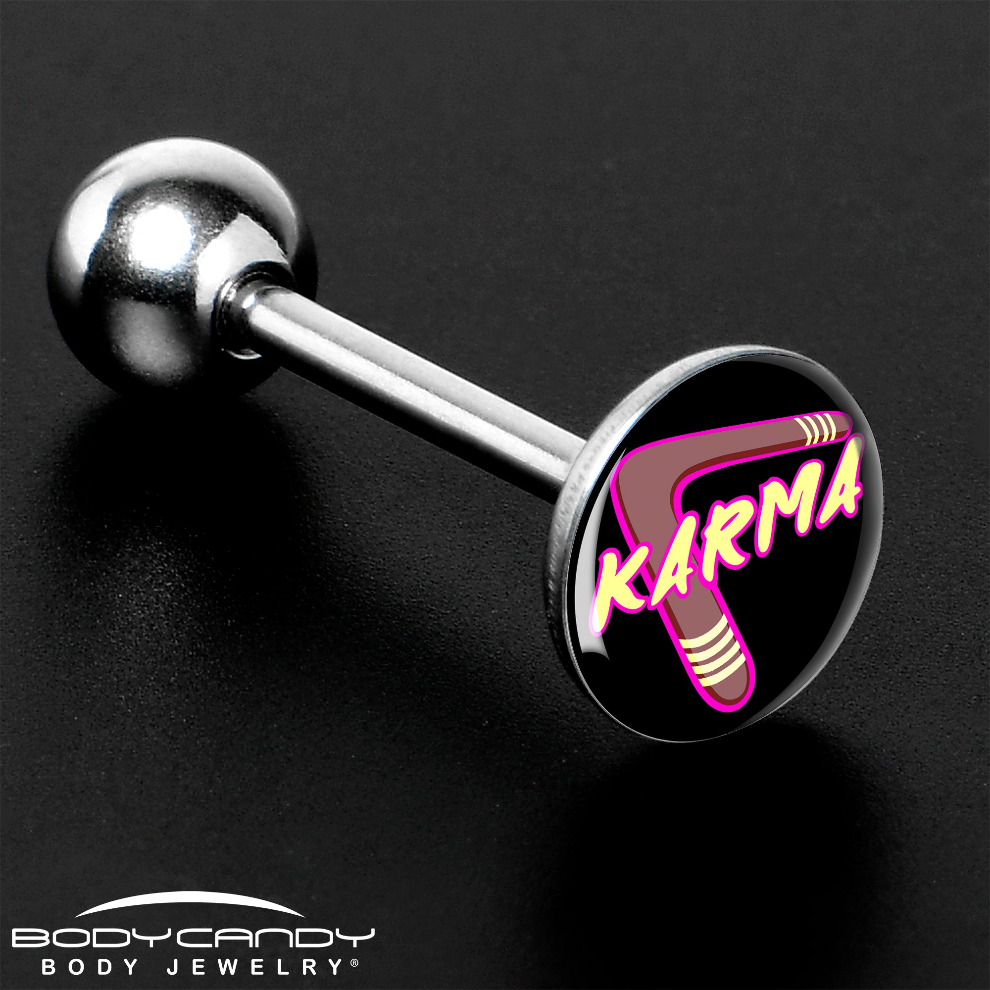 Karmic Boomerang Barbell Tongue Ring by Onyx O
