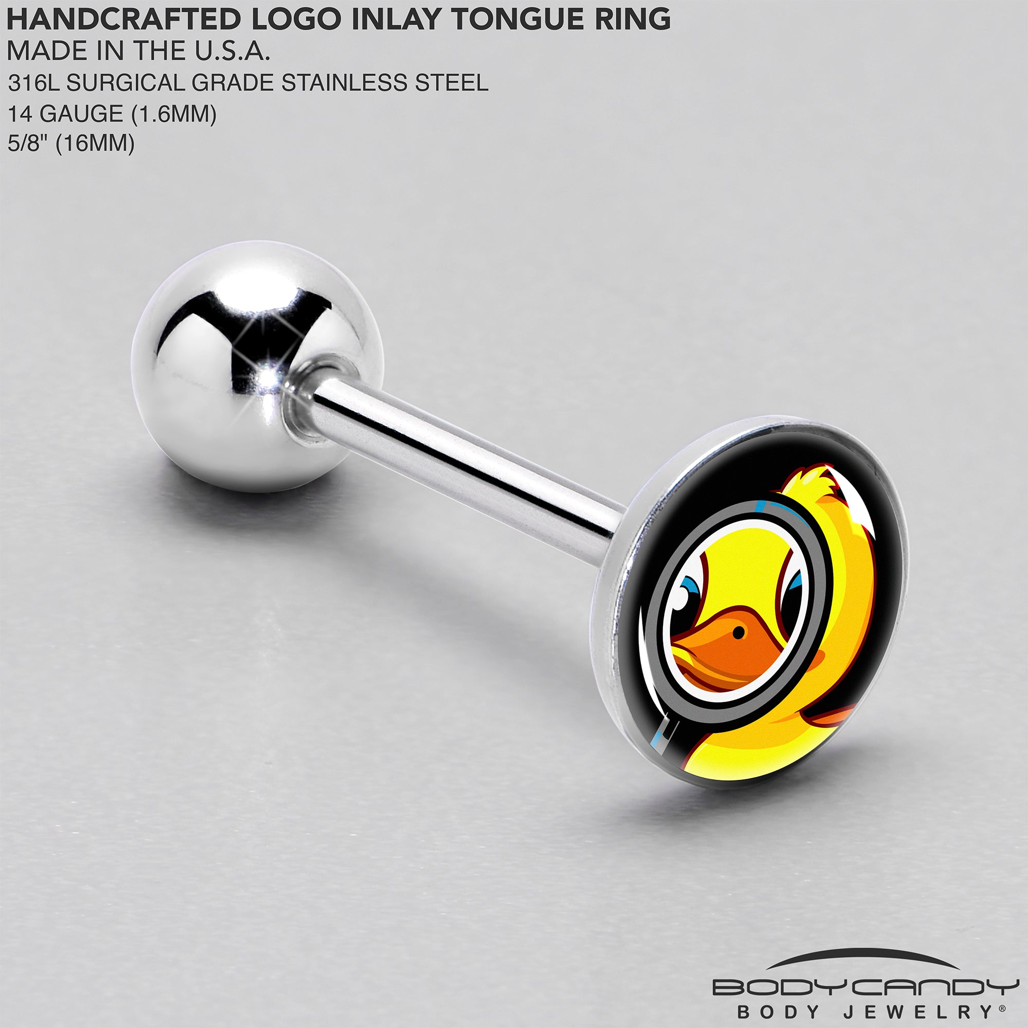 Magnified Yellow Duck Barbell Tongue Ring by Onyx O