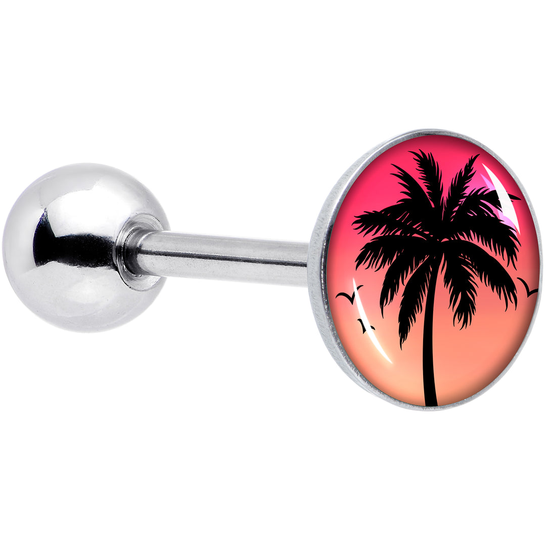 Red Sunset Palm Tree Barbell Tongue Ring by Onyx O