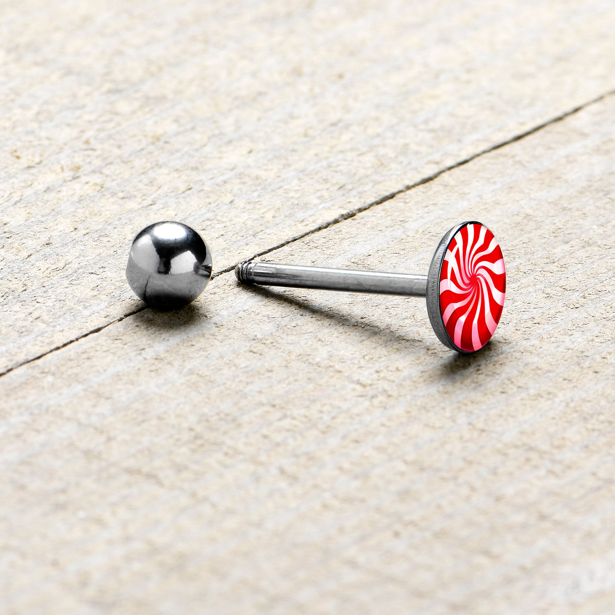 Holiday Peppermint Candy Barbell Tongue Ring Holiday Peppermint Candy Barbell Tongue Ring