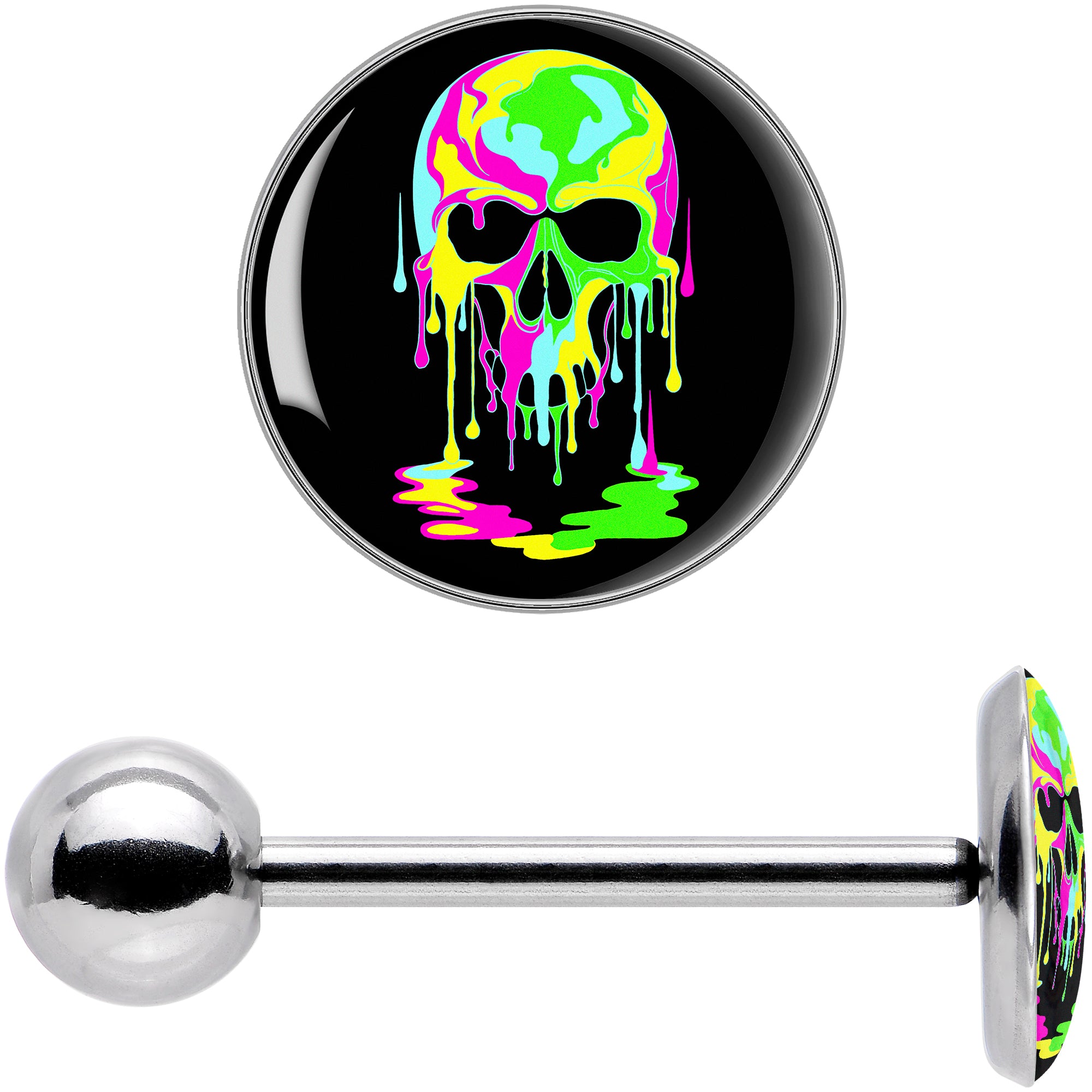Ultra Bright Melting Skull Barbell Tongue Ring by Onyx O