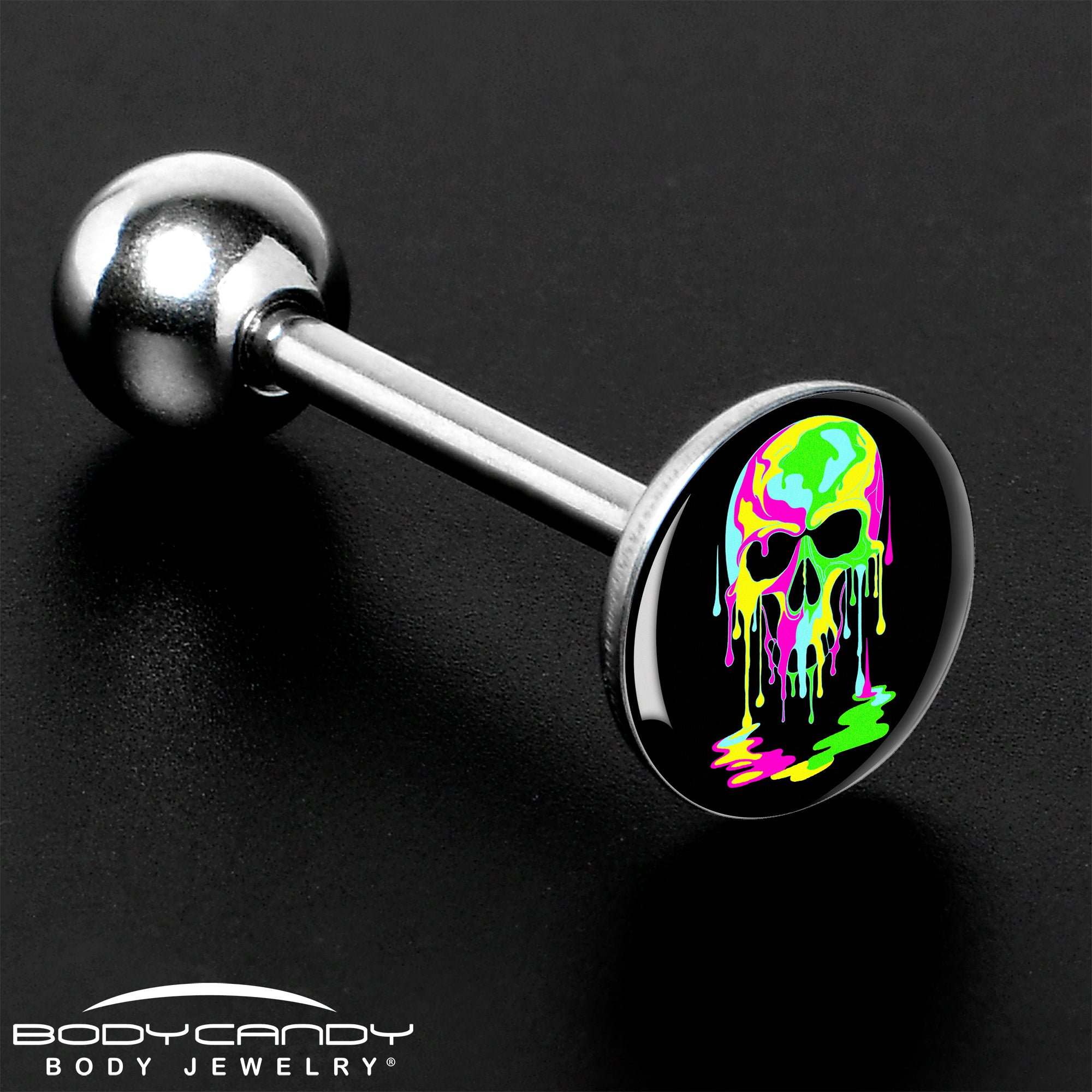 Ultra Bright Melting Skull Barbell Tongue Ring by Onyx O