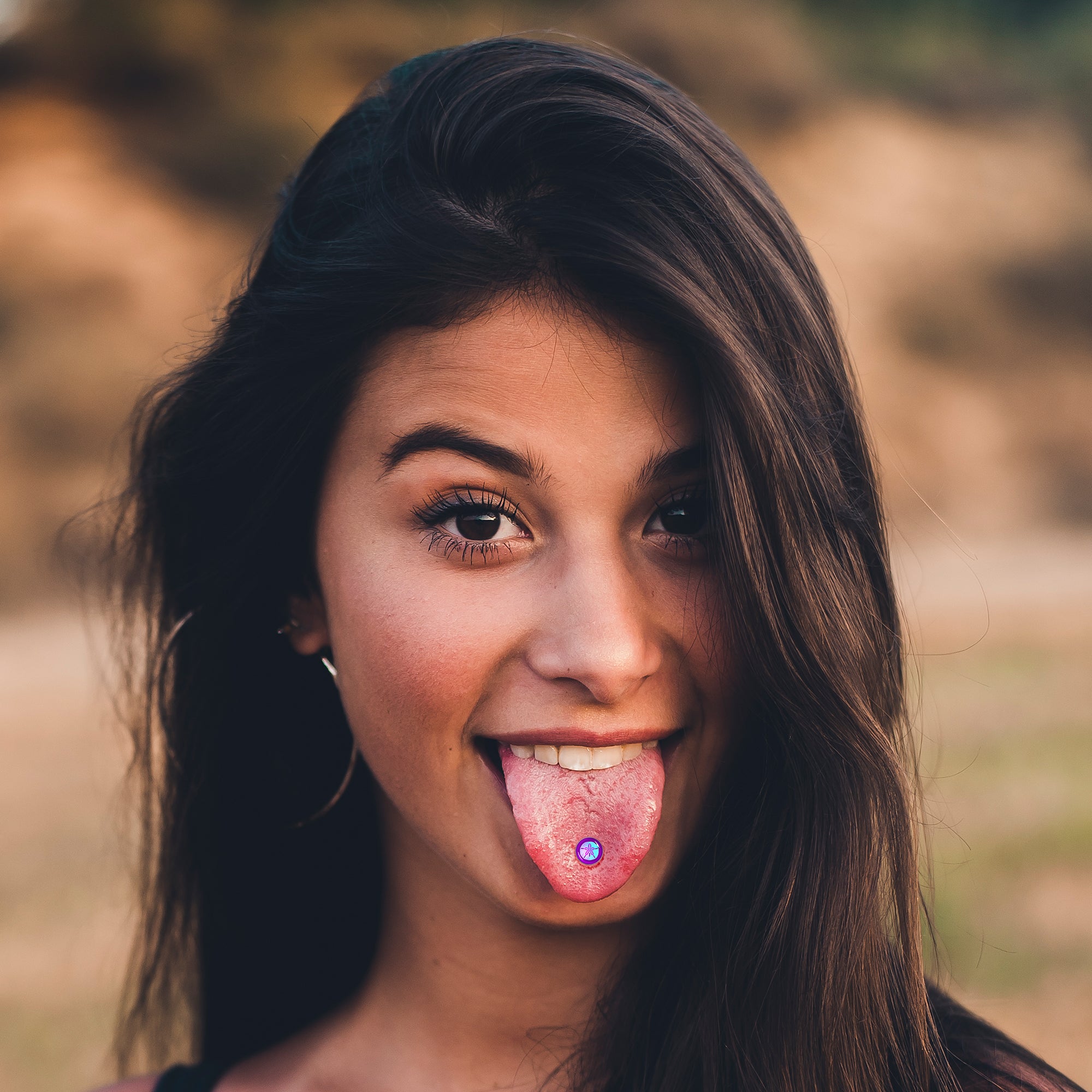 Purple Nautical Sand Dollar Barbell Tongue Ring by Onyx O