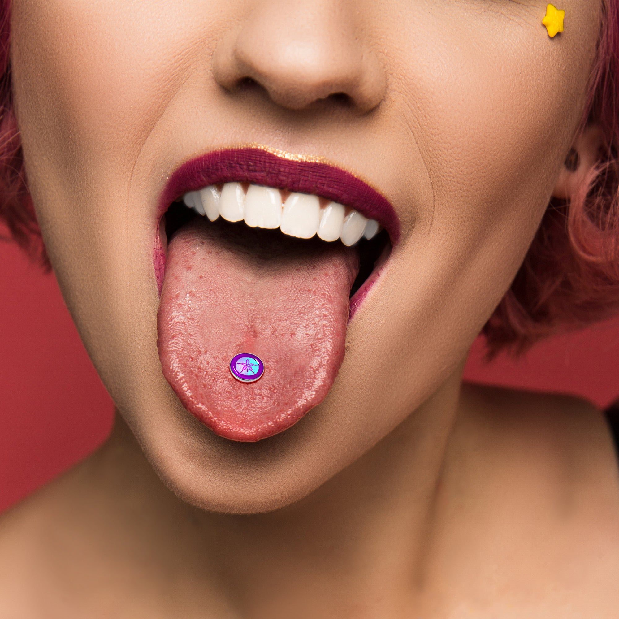 Purple Nautical Sand Dollar Barbell Tongue Ring by Onyx O