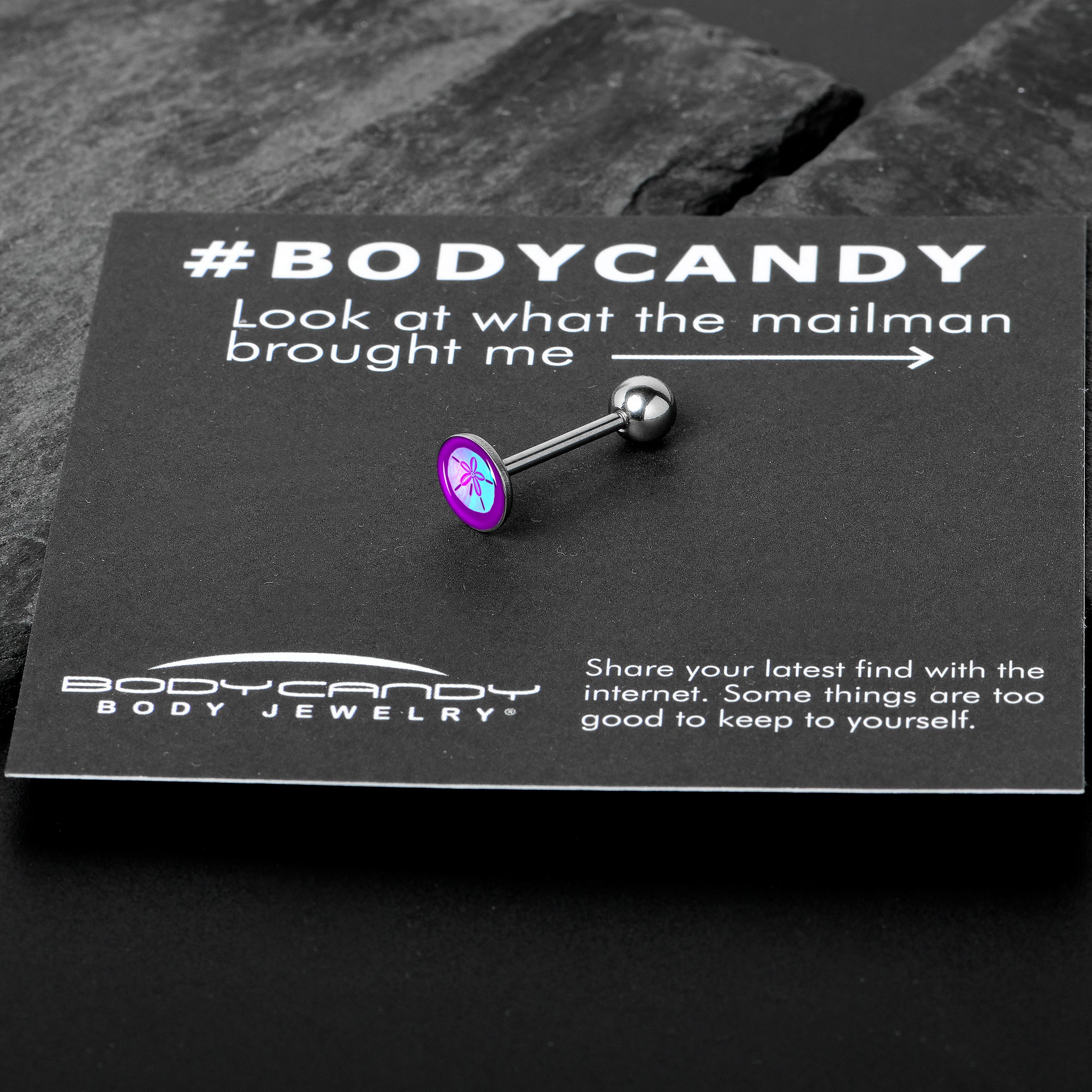 Purple Nautical Sand Dollar Barbell Tongue Ring by Onyx O