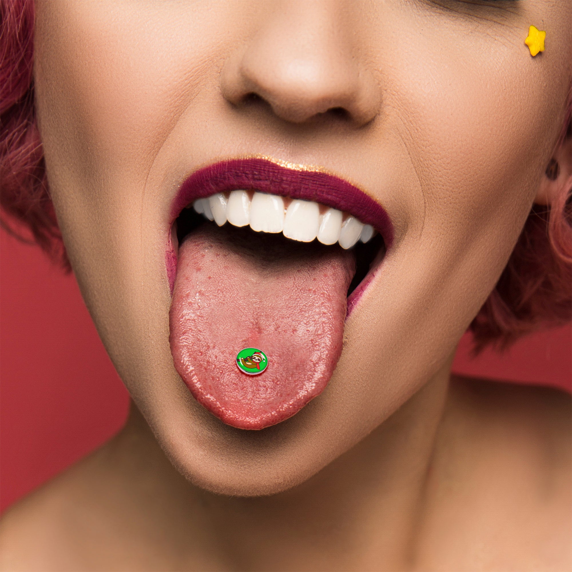 Santa Sloth Holiday Barbell Tongue Ring by Onyx O