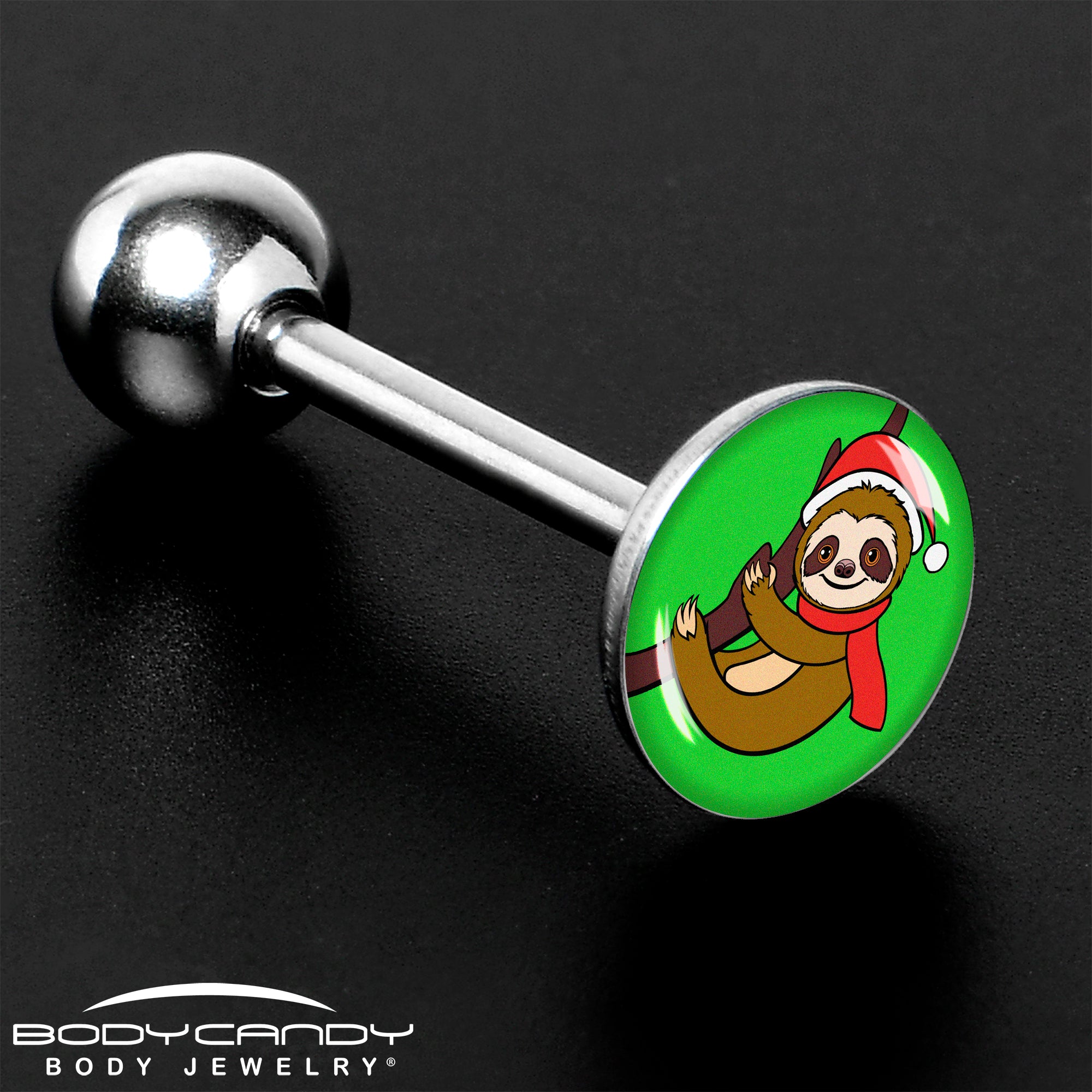 Santa Sloth Holiday Barbell Tongue Ring by Onyx O