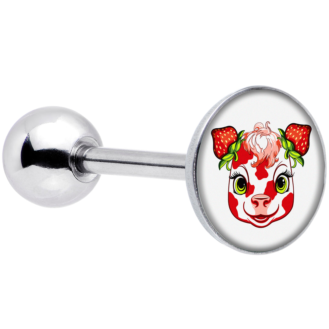 Stawberry Cow Barbell Tongue Ring by Onyx O