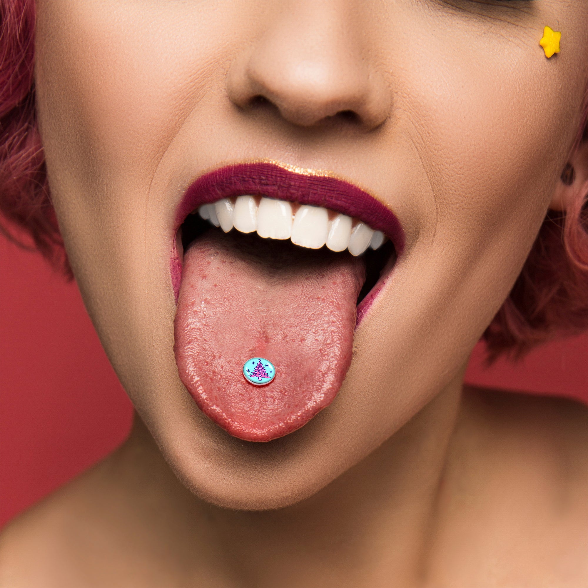 Pastel Christmas Tree Barbell Tongue Ring by Onyx O