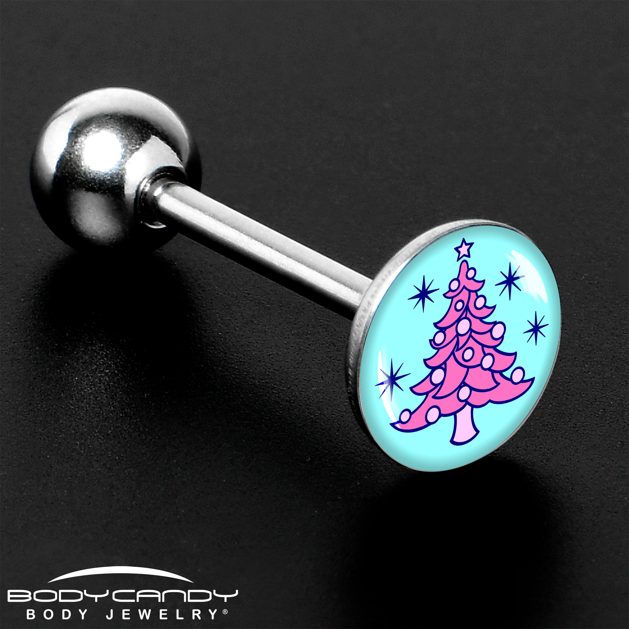 Pastel Christmas Tree Barbell Tongue Ring by Onyx O