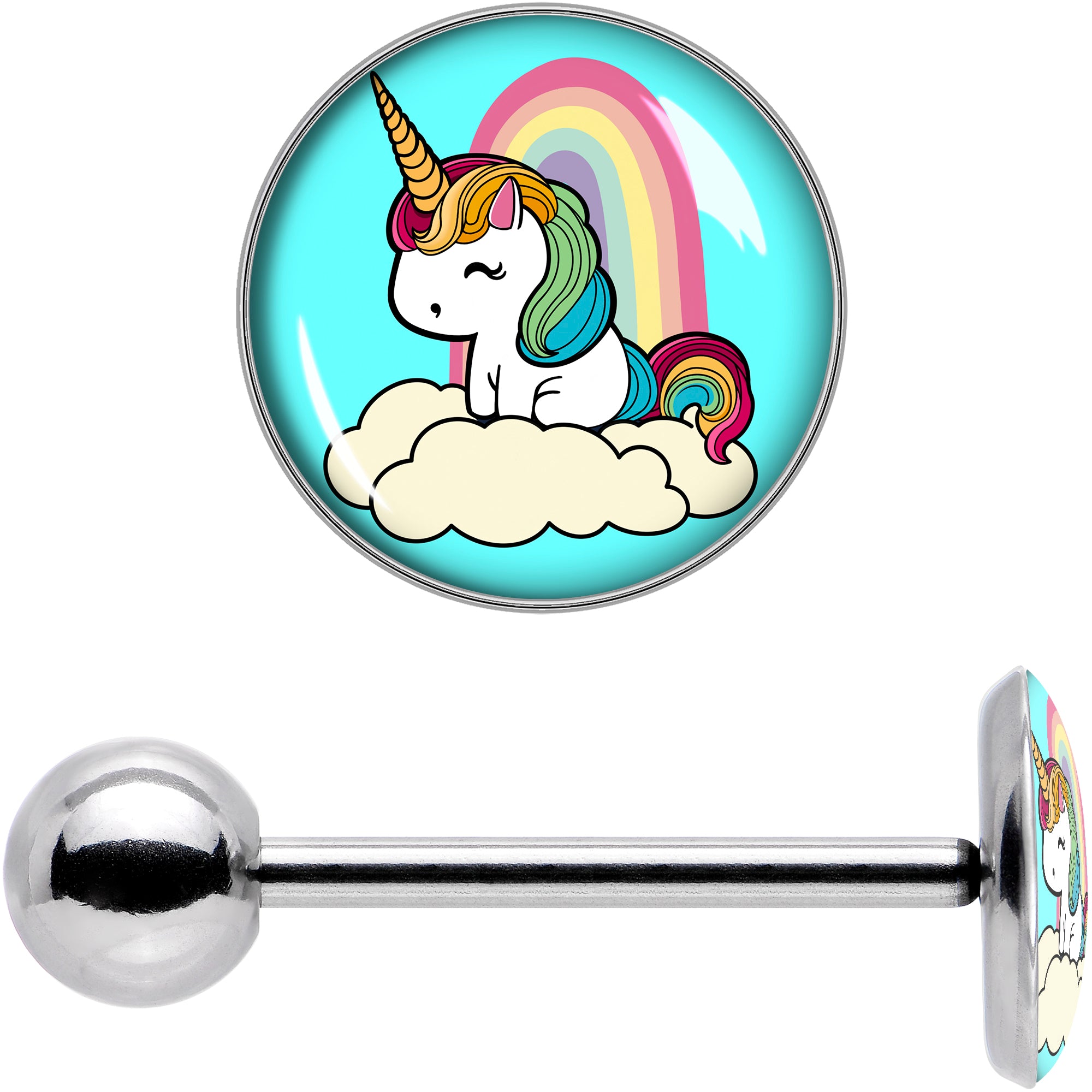 Rainbow Unicorn Barbell Tongue Ring by Onyx O