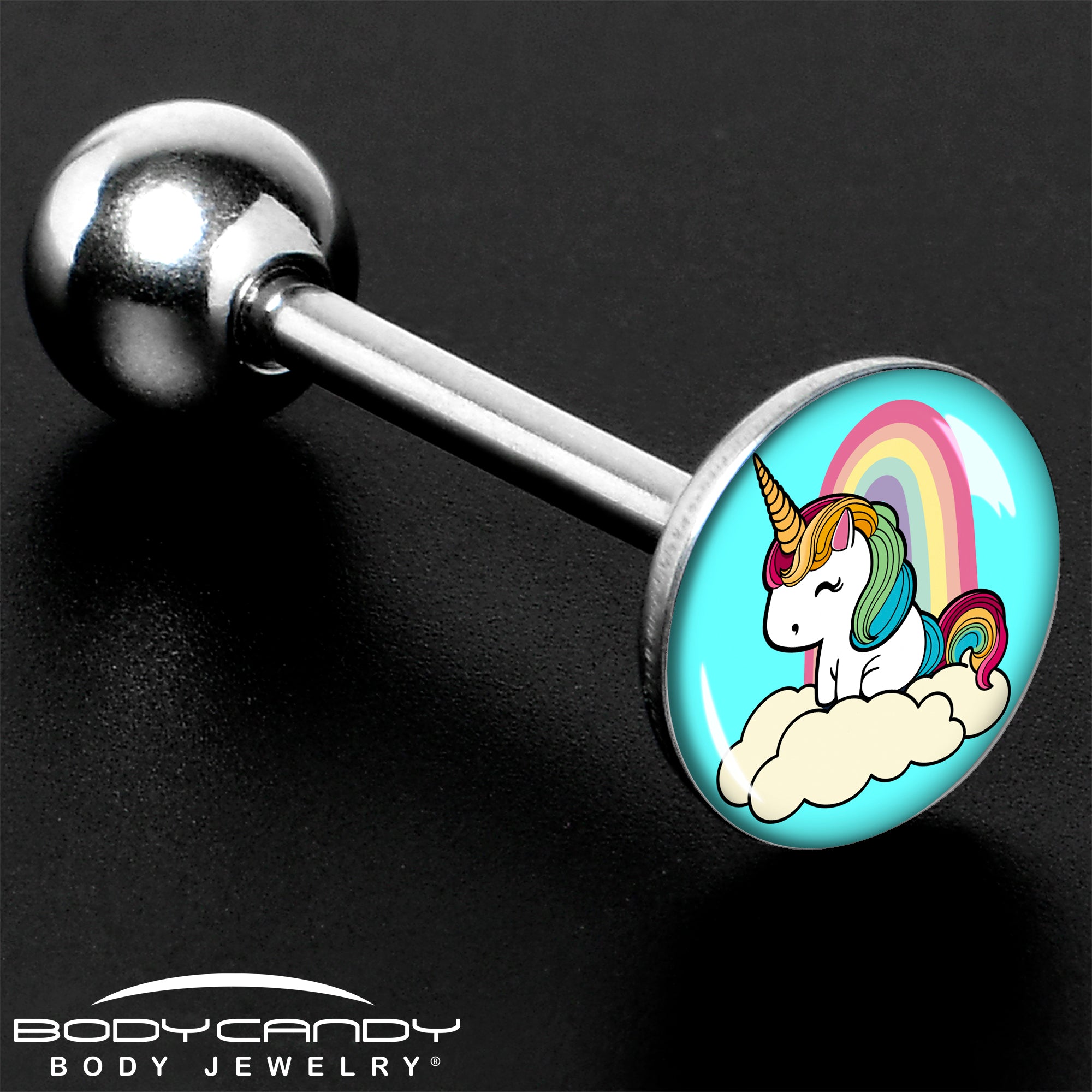 Rainbow Unicorn Barbell Tongue Ring by Onyx O