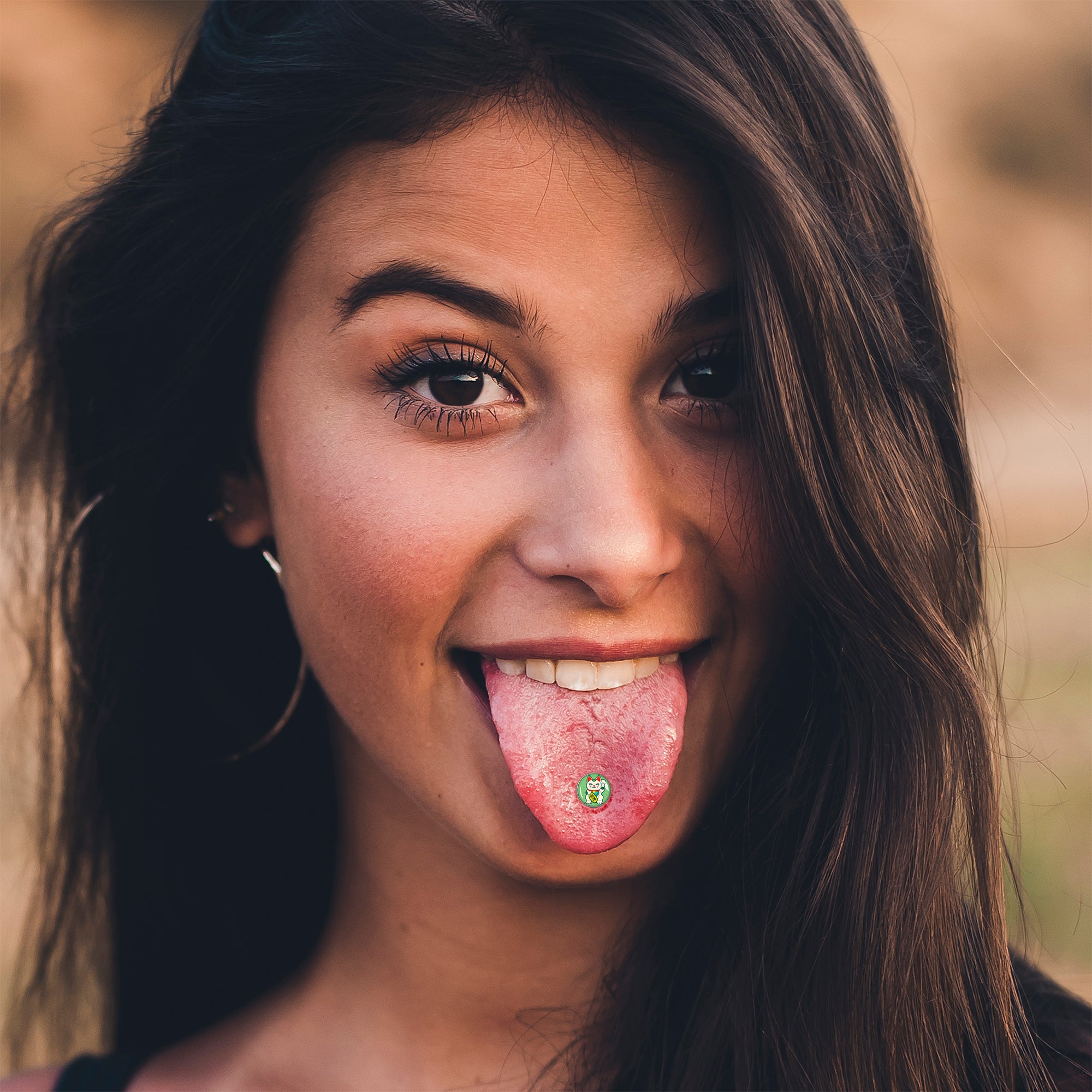 Waving Cat Barbell Tongue Ring by Onyx O