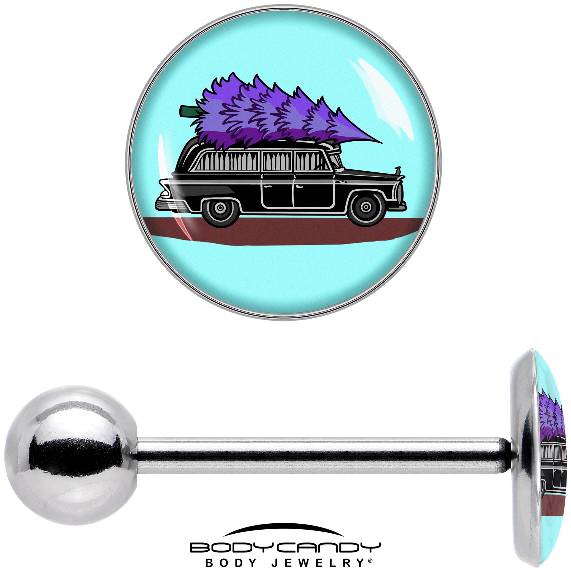 Holiday Christmas Hearse Barbell Tongue Ring by Onyx O