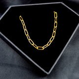 Stainless Steel Gold Tone PVD Paper Clip Link Chain Necklace