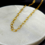 Stainless Steel Gold Tone PVD Paper Clip Link Chain Necklace